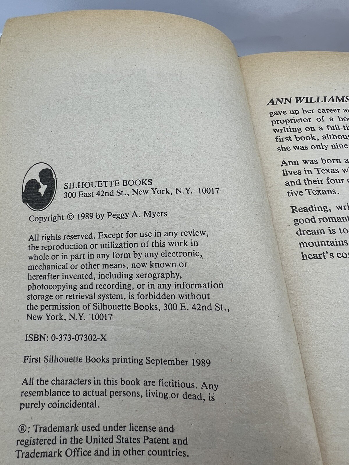 DEVIL IN DISGUISE (SILHOUETTE INTIMATE MOMENTS NO. 302) By Ann Williams *VG+*