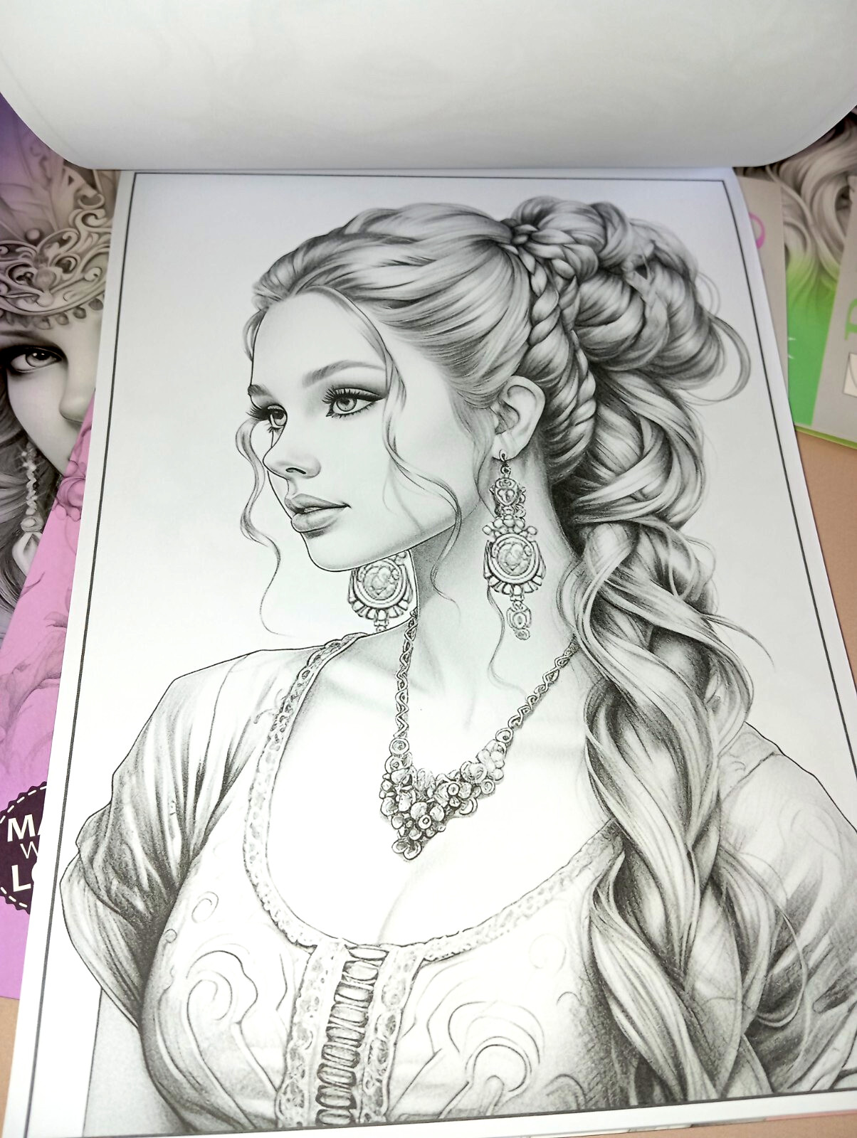 Set of 4 original coloring books Girl Portrait Flower Paper Edition For Adults