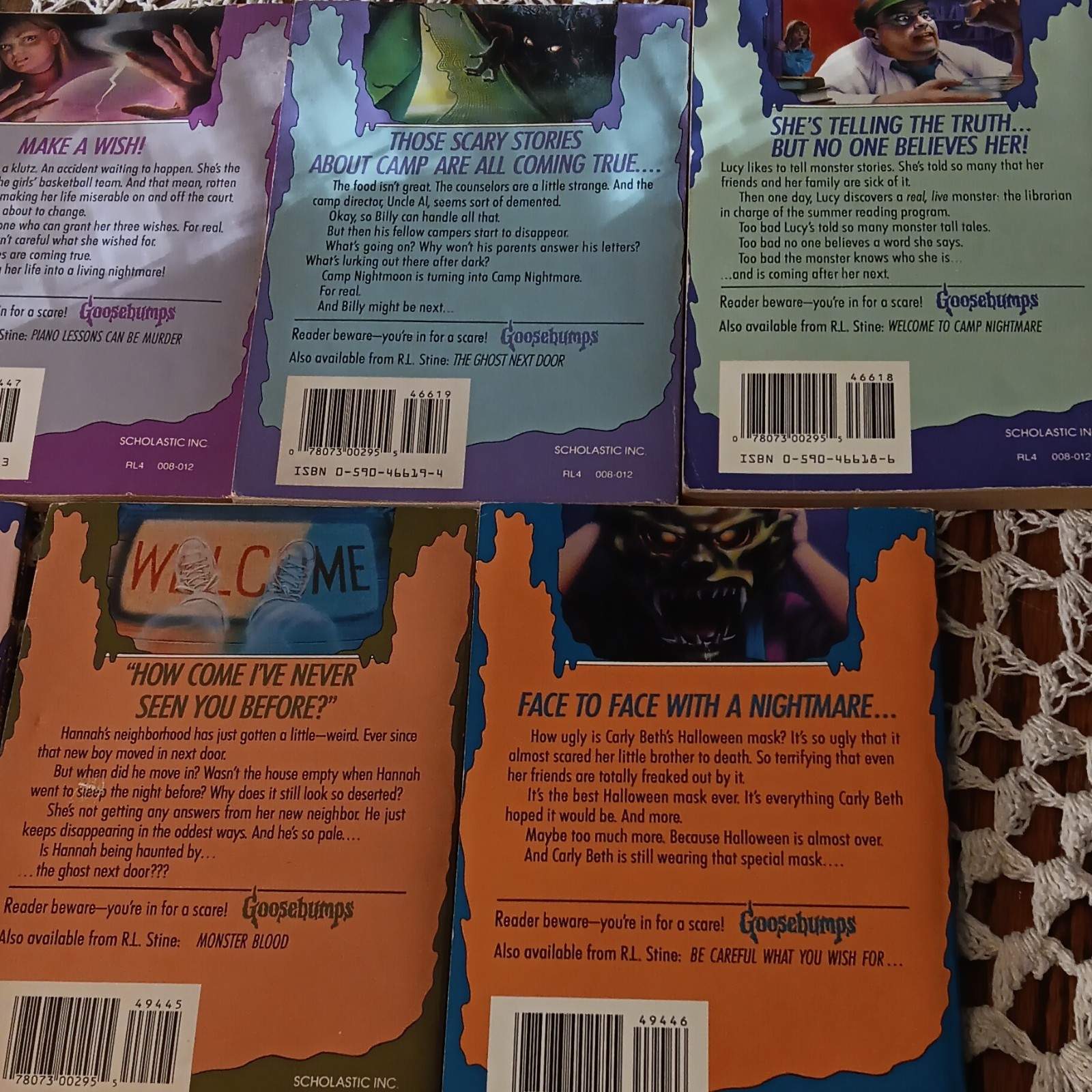 R.L. Stine Goosebumps Lot of 7 Paperback Horror Kids Novels Monsters Ghosts 1994