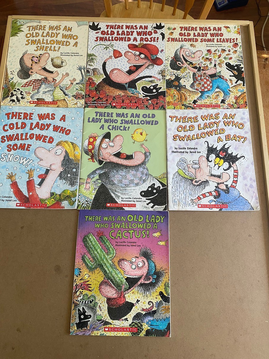 Lucille Colandro THERE WAS AN OLD LADY WHO SWALLOWED Series Books PB Lot Of 7