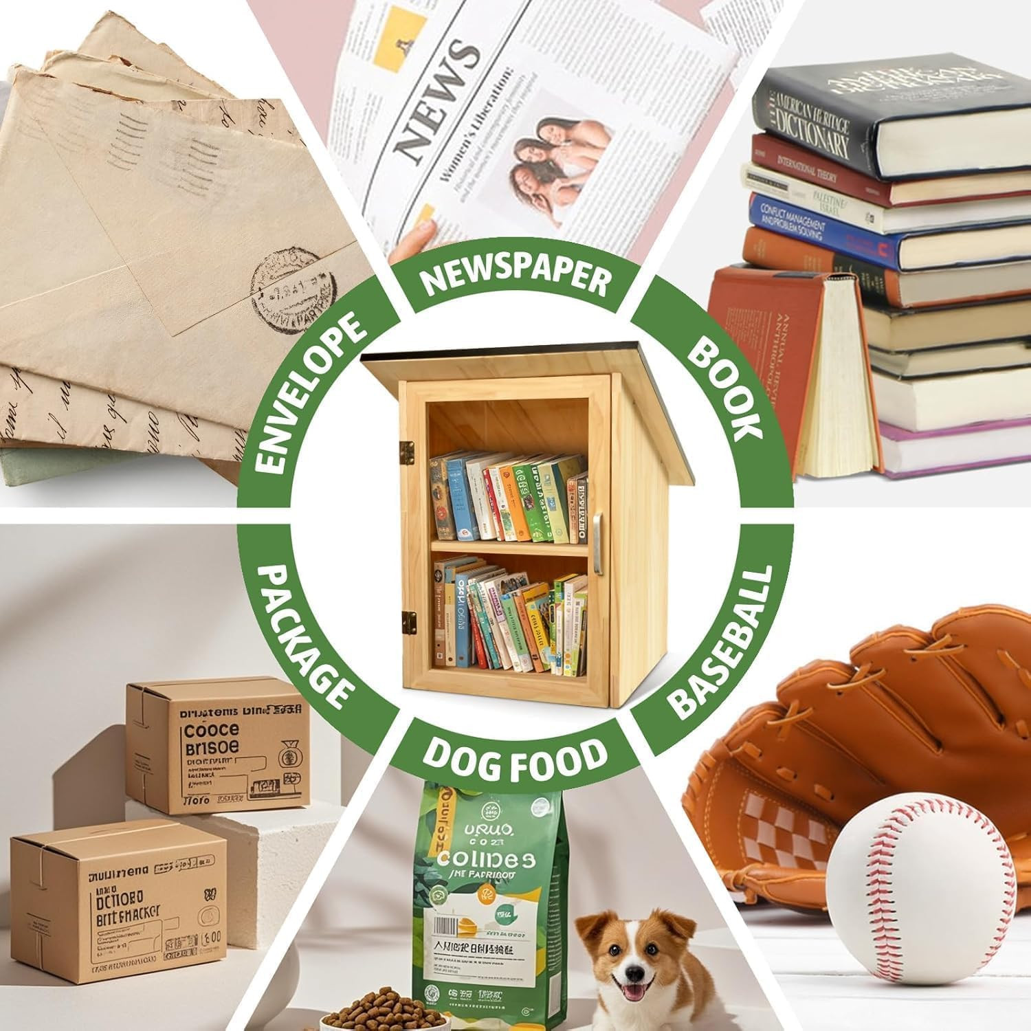 Outdoor Library Book Box, Double Little Library for Sharing Books, DIY Storage W