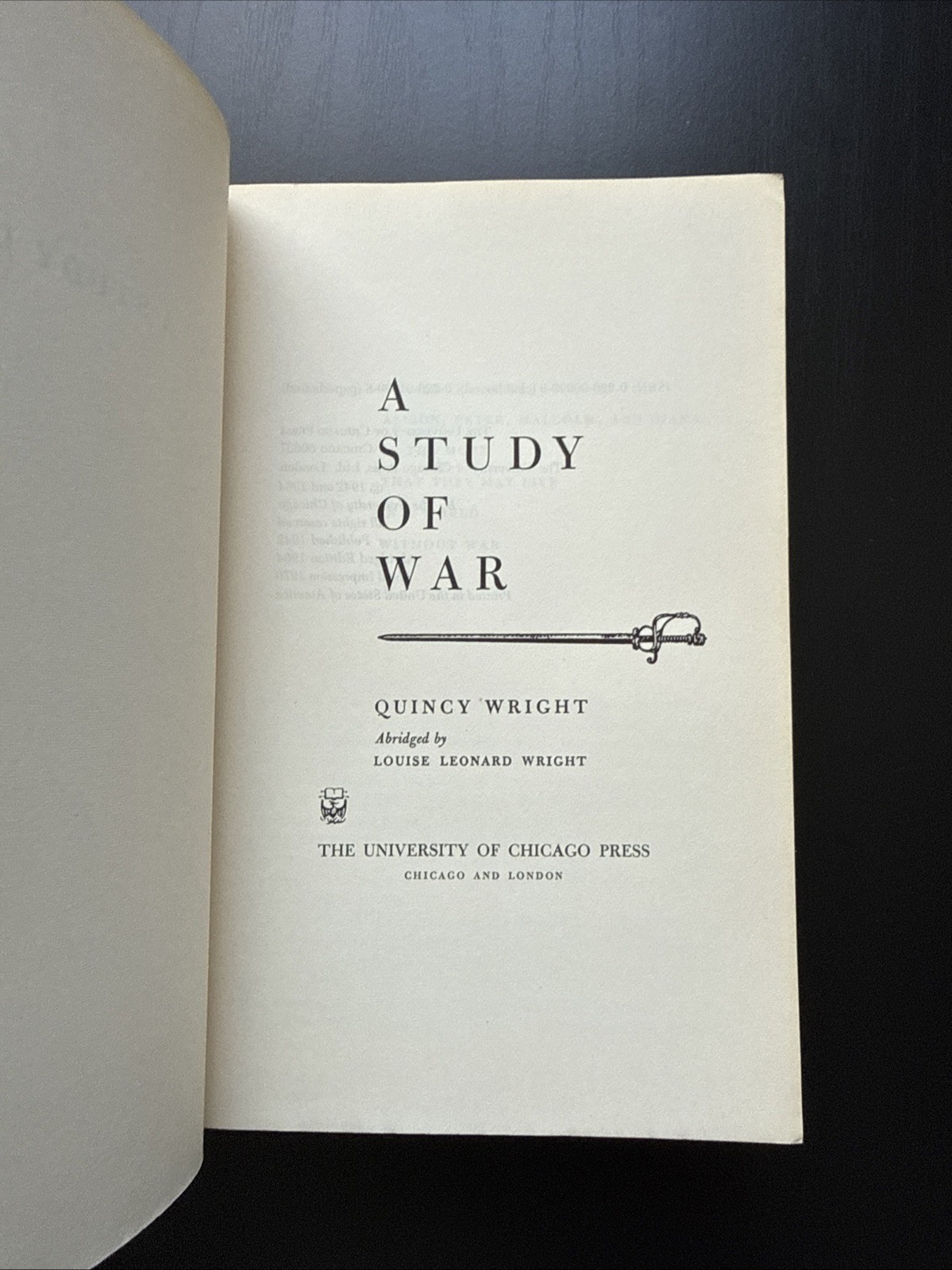 A Study of War (1970) by Quincy Wright PB Abridged Ed. G+