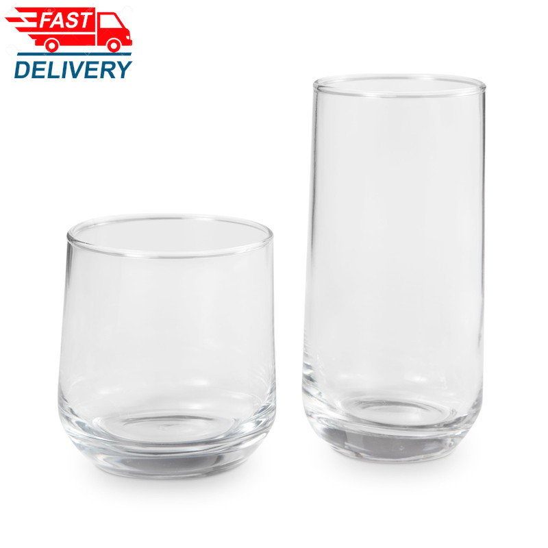 Josie Mixed Size Glass Drinkware, Set of 16