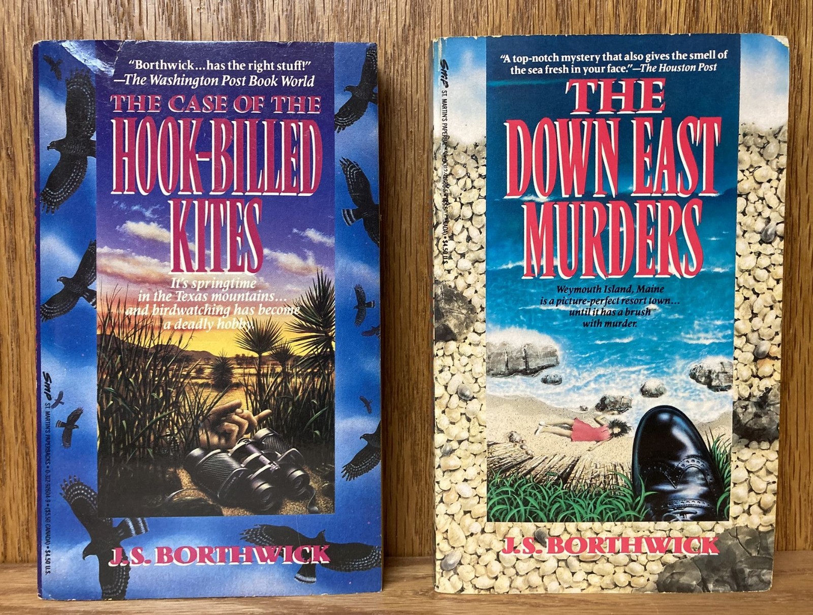 Lot of 2 paperbacks J.S. BORTHWICK Case of Hook-Billed Kites Down East Murders
