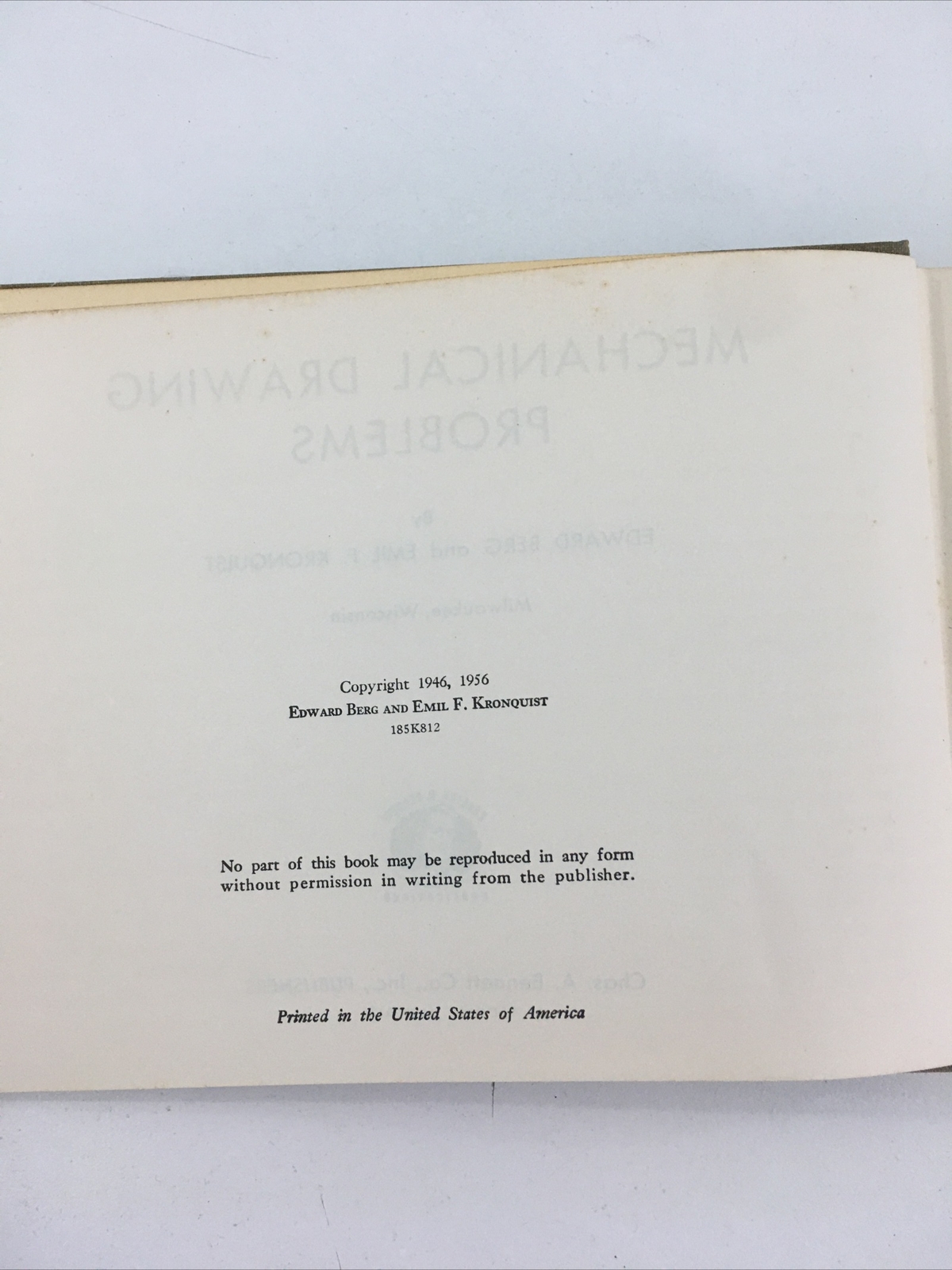 Mechanical Drawing Problems – Edward Berg (1956, Hardcover)