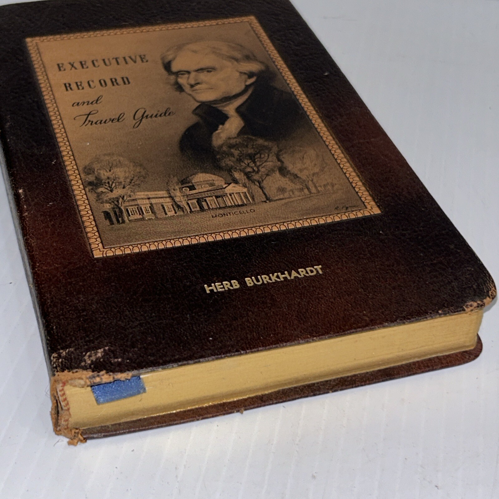 Vtg 1958 Brown Executive Record and Travel Guide Monticello BOOK See Pics/169j