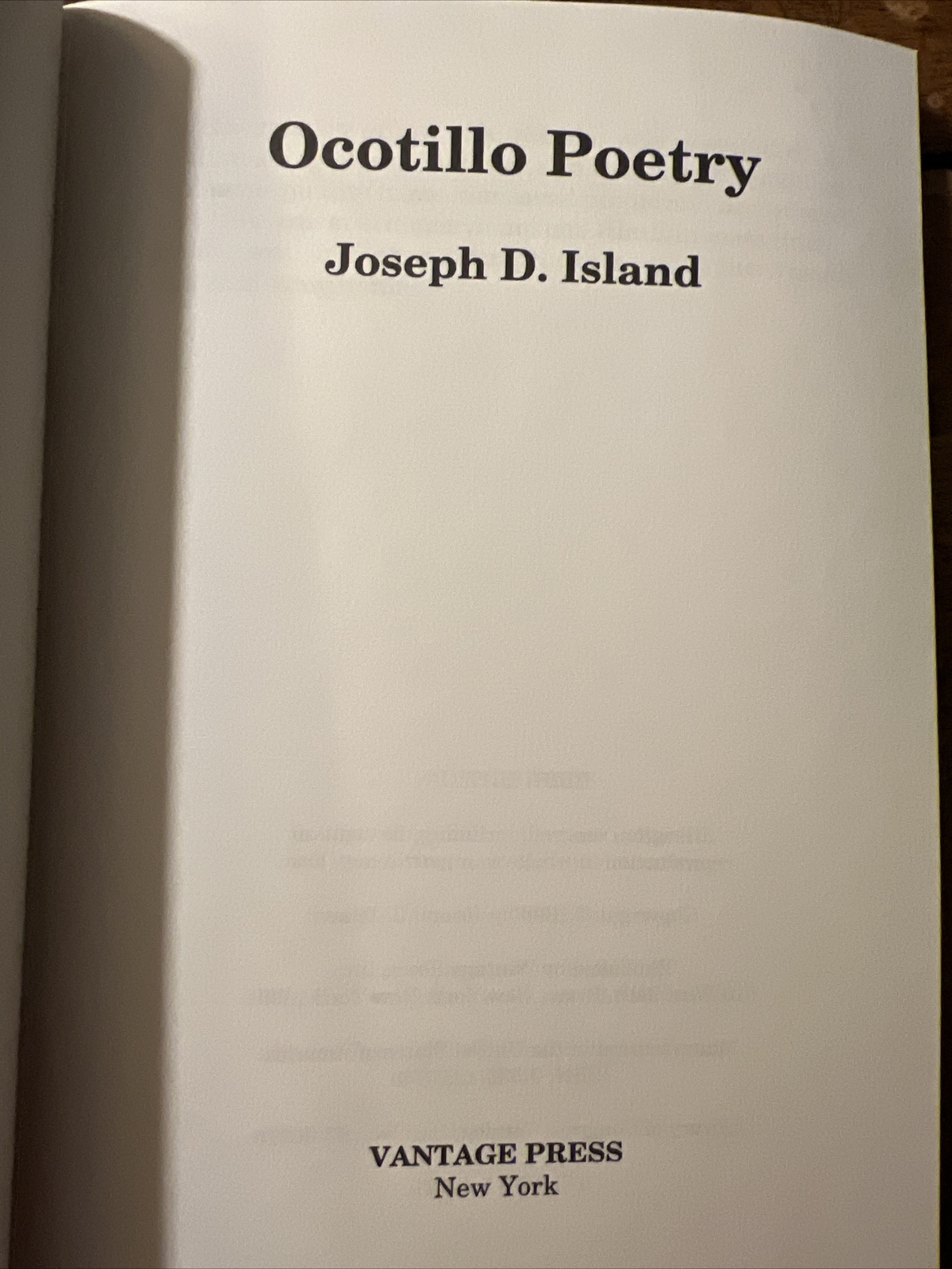 “Ocotillo Poetry” by Joseph D. Island (1998, New / Paperback, First Edition)