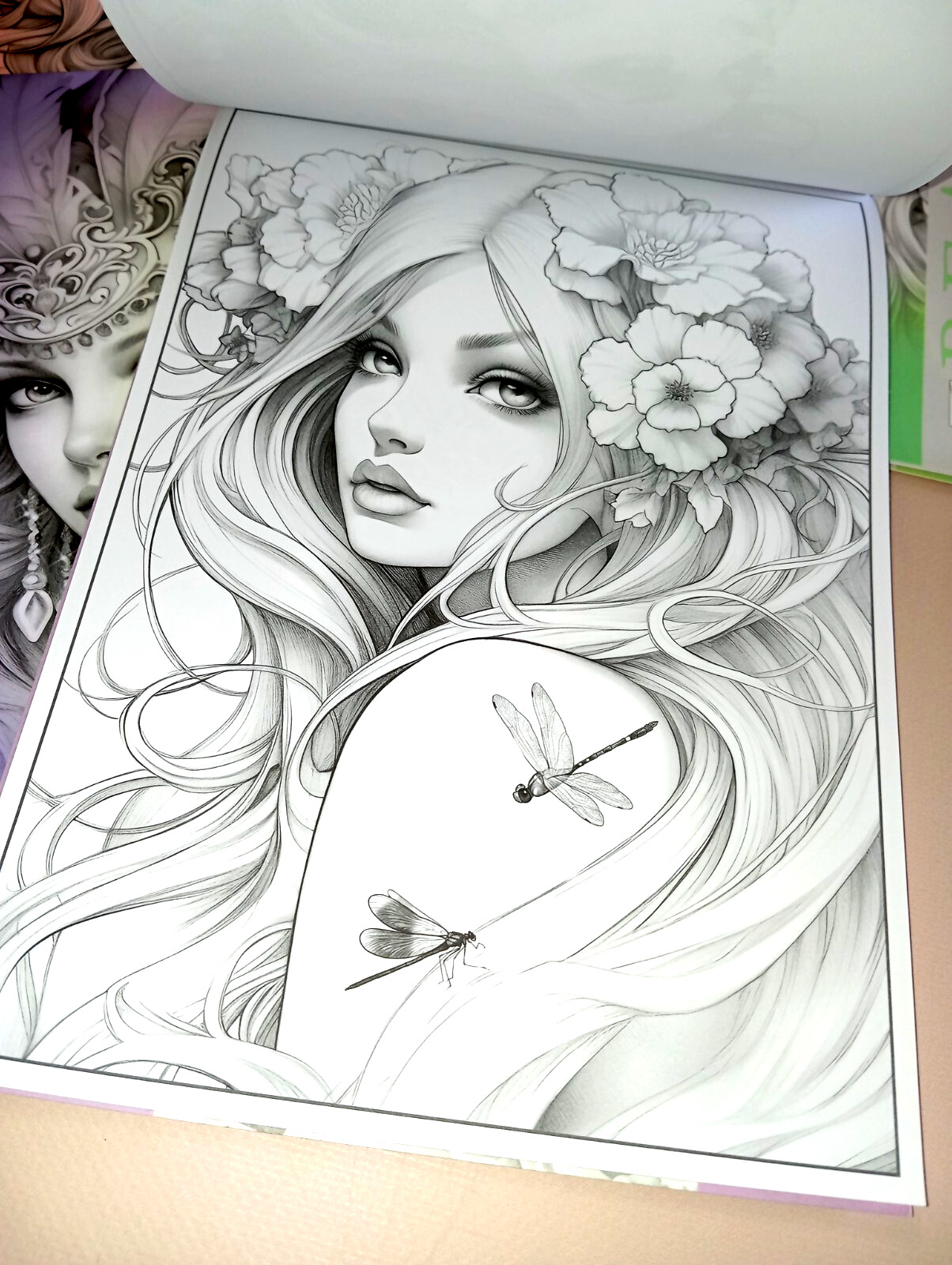 Set of 4 original coloring books Girl Portrait Flower Paper Edition For Adults