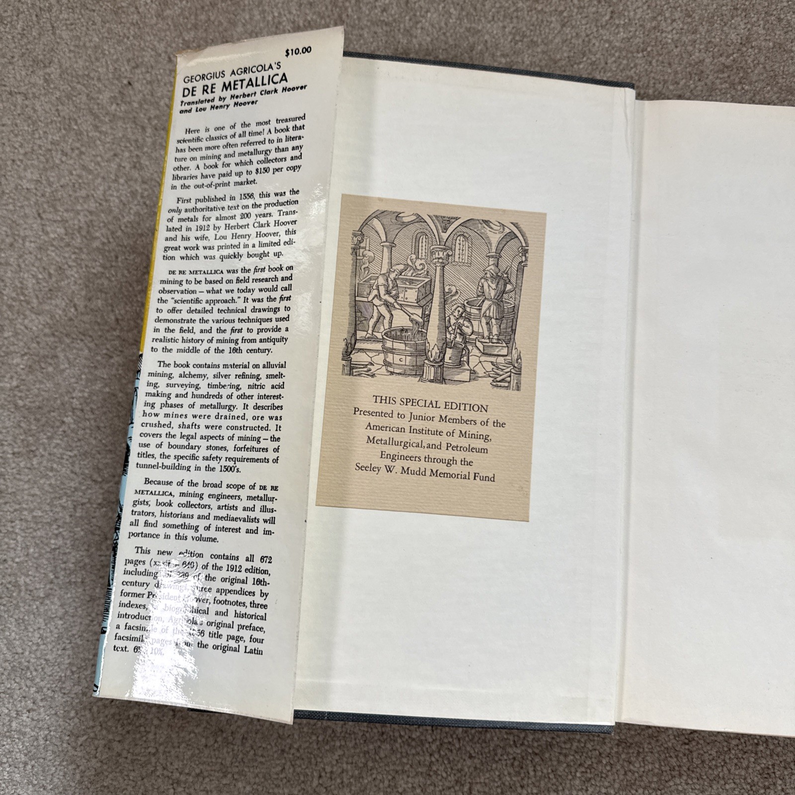 De Re Metallica Georgius Agricola Dover Publications 1950 HC DJ Herbert Hoover