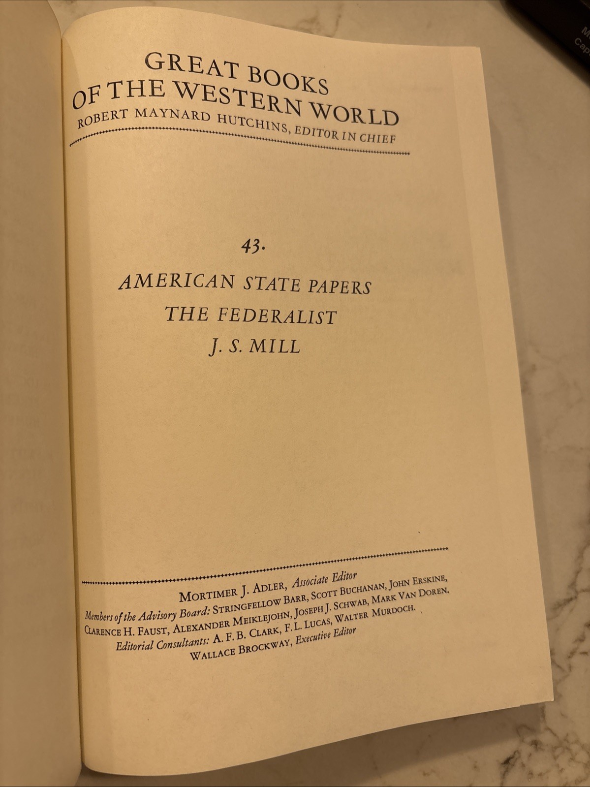 American State Papers: the Federalist Book, by J. S. Mill, 1987 HC EUC