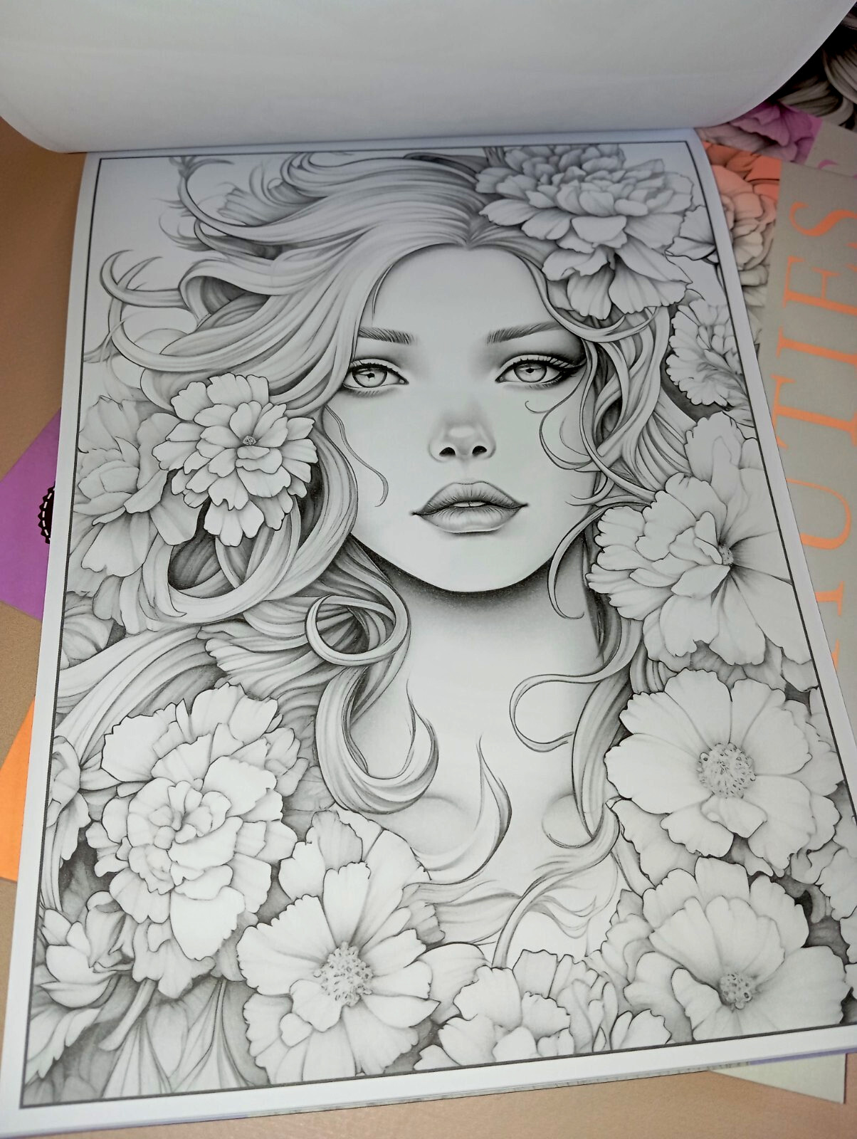 Set of 4 original coloring books Girl Portrait Flower Paper Edition For Adults
