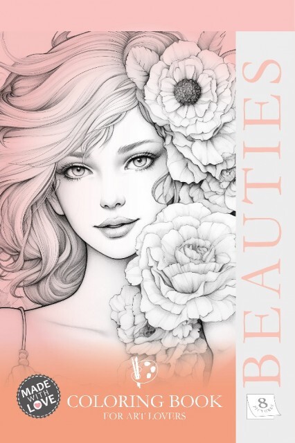 Set of 4 original coloring books Girl Portrait Flower Paper Edition For Adults