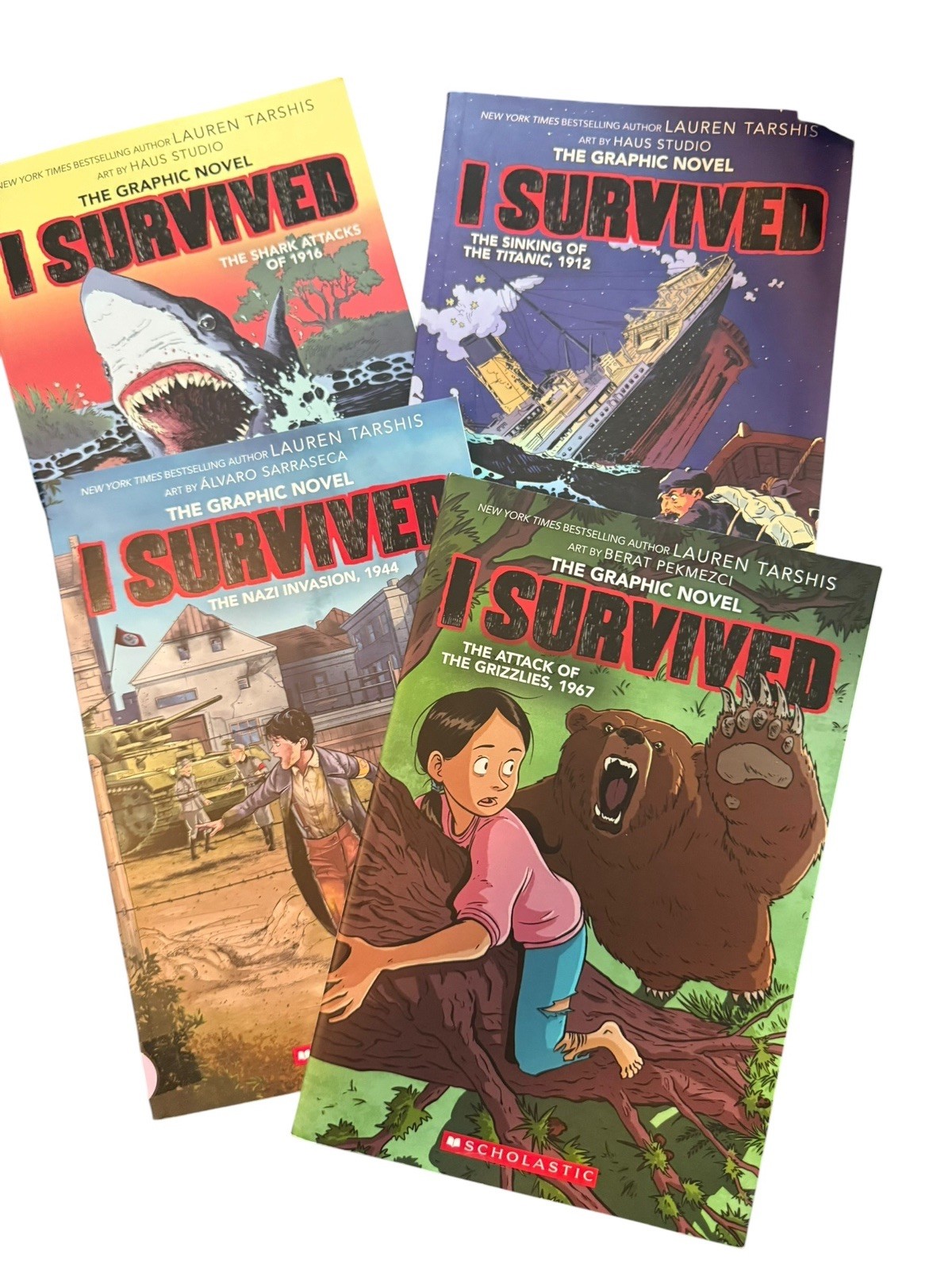 I Survived Series Lauren Tarshis 4x Graphic Novels Shark Grizzly Nazi Titanic