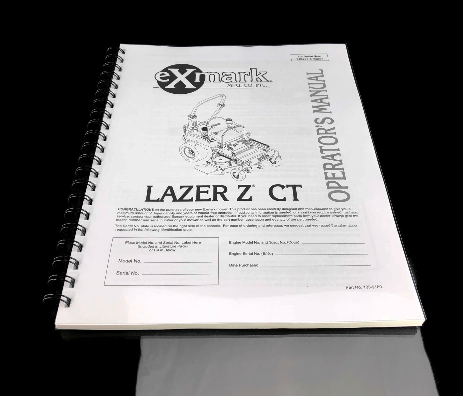 eXmark Lazer CT Operators Manual & Part List Diagrams Schematics LCT4418BV