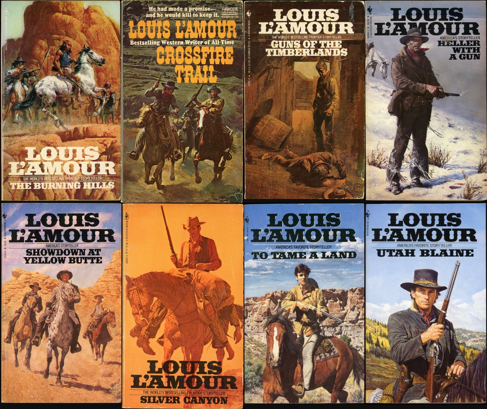 Western Action Adventure Lot of 8 Paperback by Louis Lamour