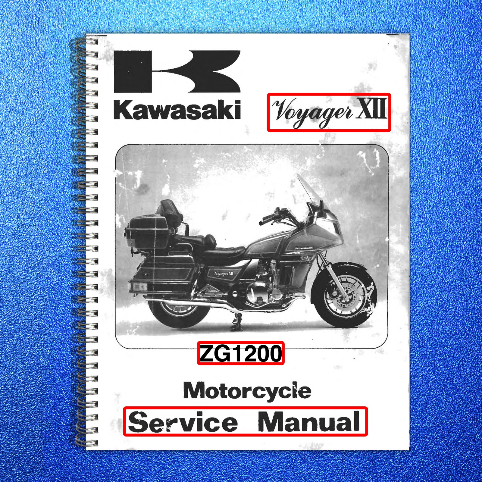 KAWASAKI ZG1200 Motorcycle Service Manual – STEEL WIRE BOUND – PROTECTIVE COVERS