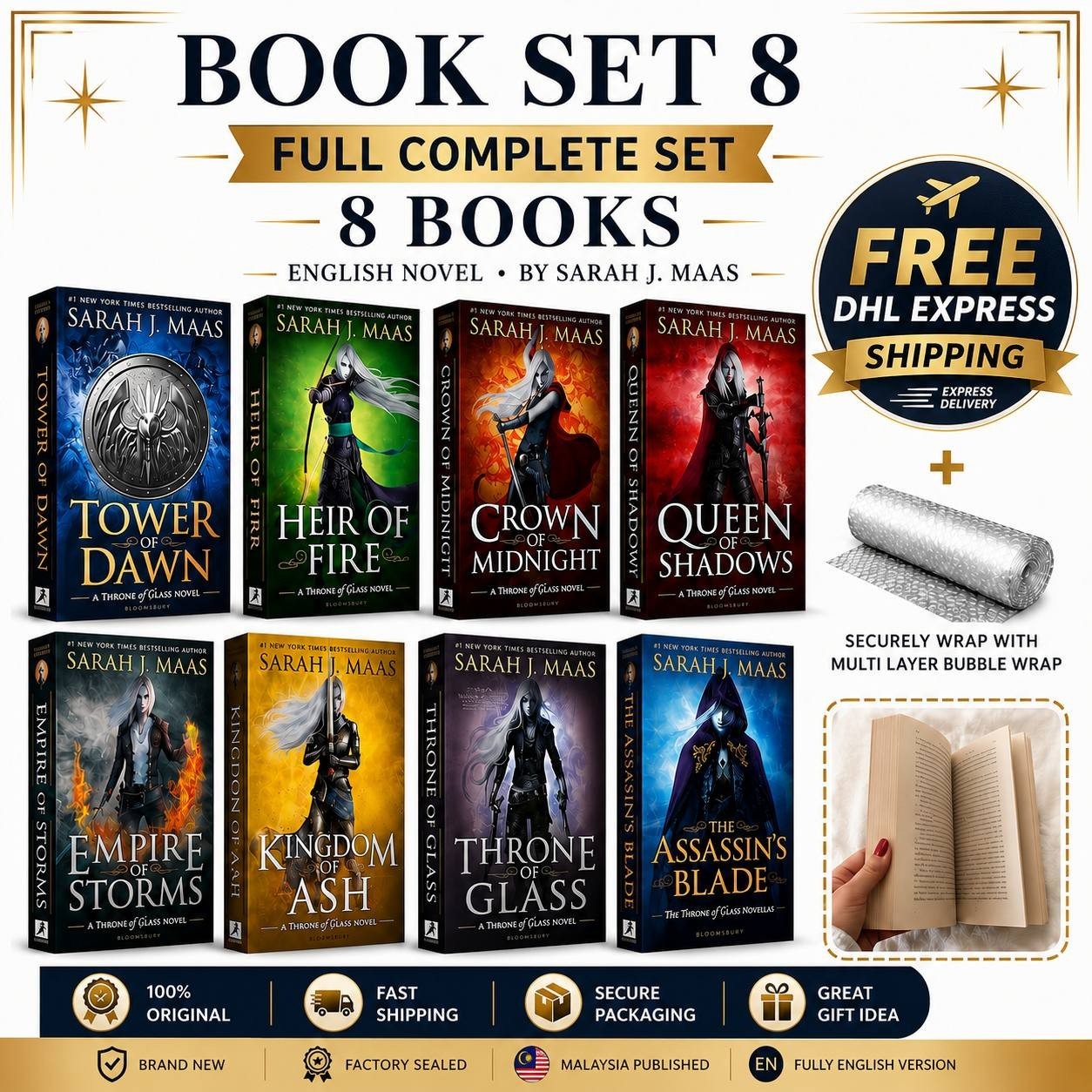 Throne of Glass English Novel Full Complete Set 8 Books Series Brand New – DHL