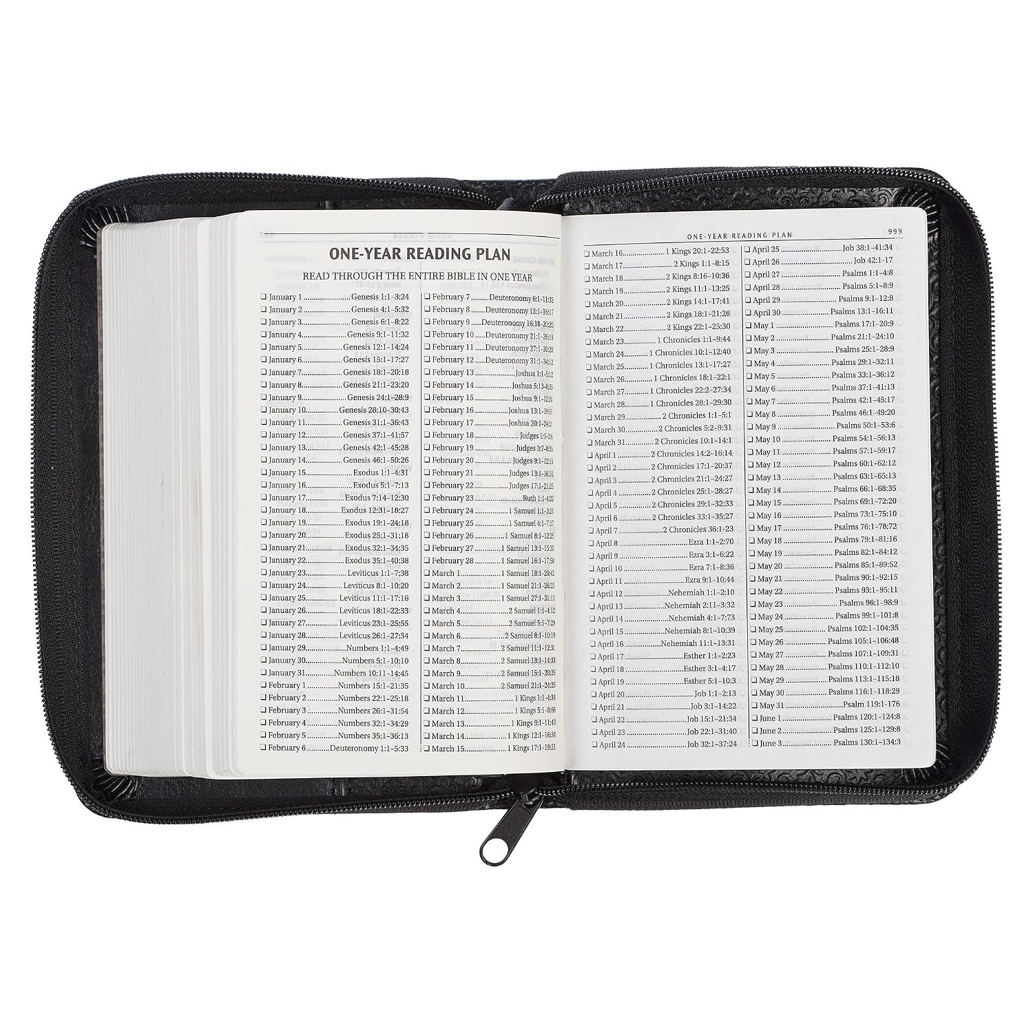 KJV Holy Bible,Mini Pocket Bible–Zippered Black Faux Leather Bible w/Ribbon Ma..