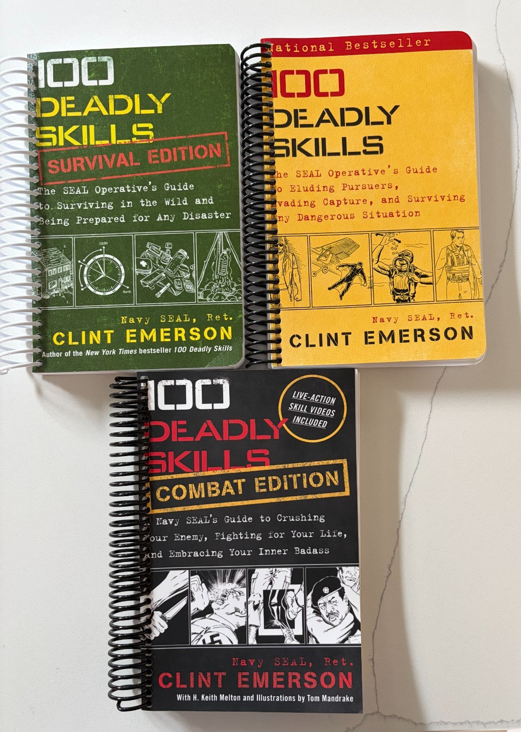 100 Deadly Skills 3 Book Lot Spiral Bound Paperback Brand New Clint Emerson