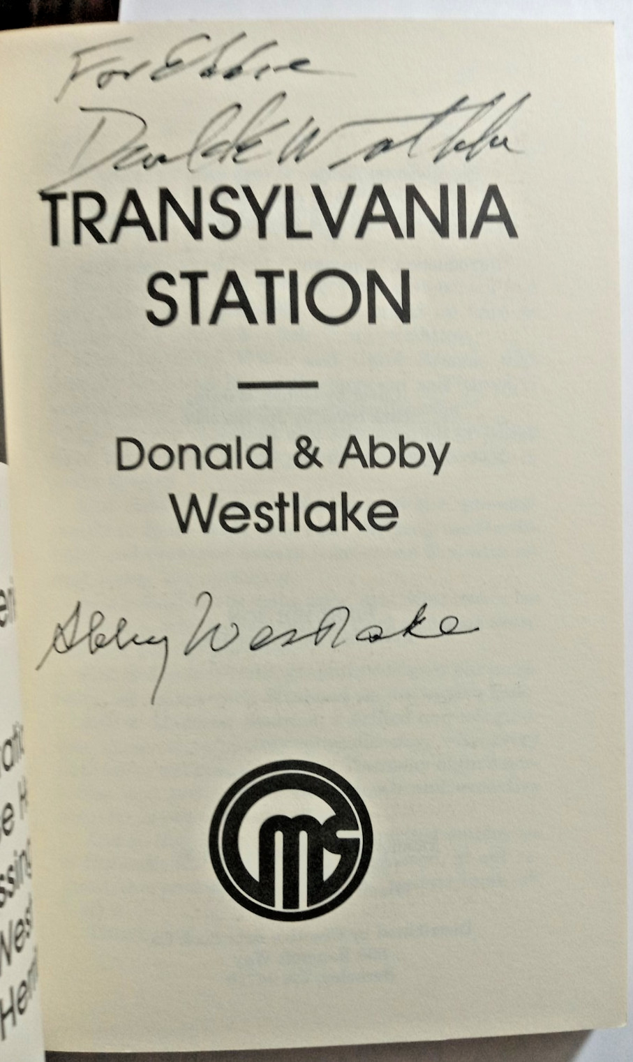 Transylvania Station by Donald & Abby Westlake Trade PPB SIGNED 1st Ed Like New
