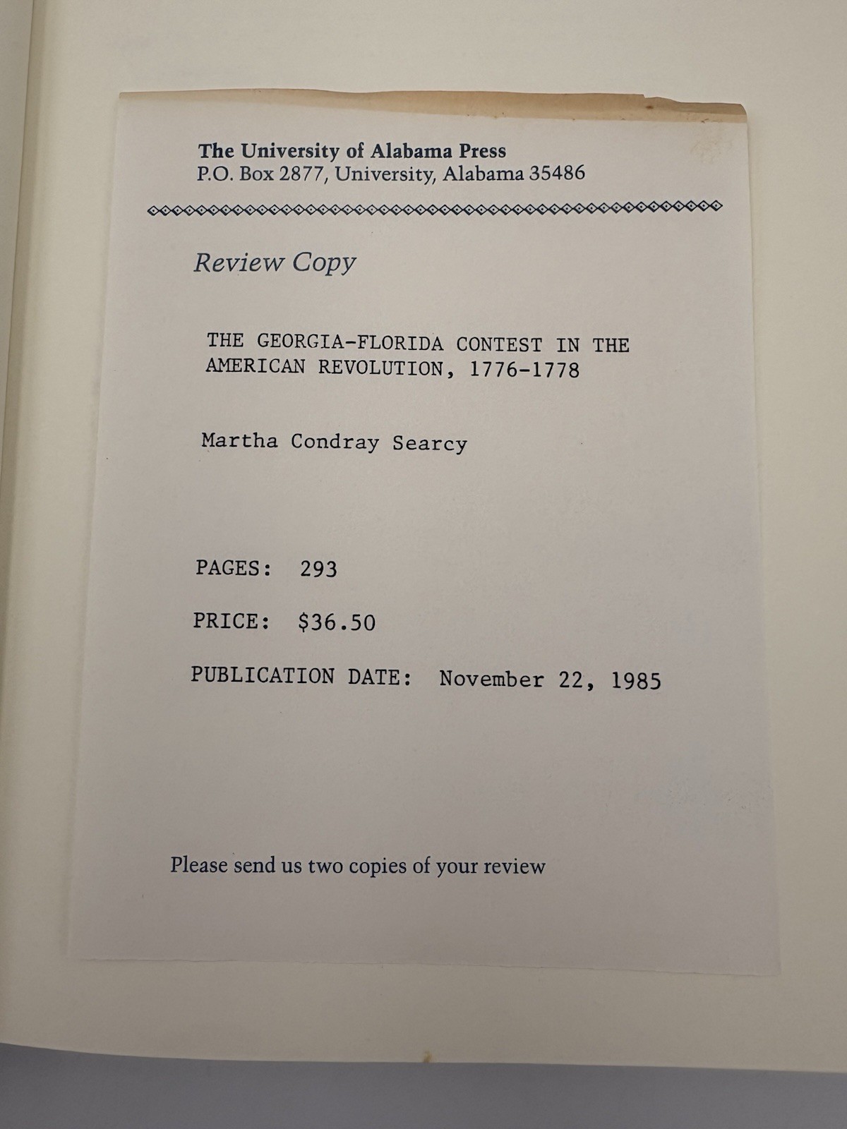 The Georgia-Florida Contest in the American Revolution By Searcy (1985) HC DJ