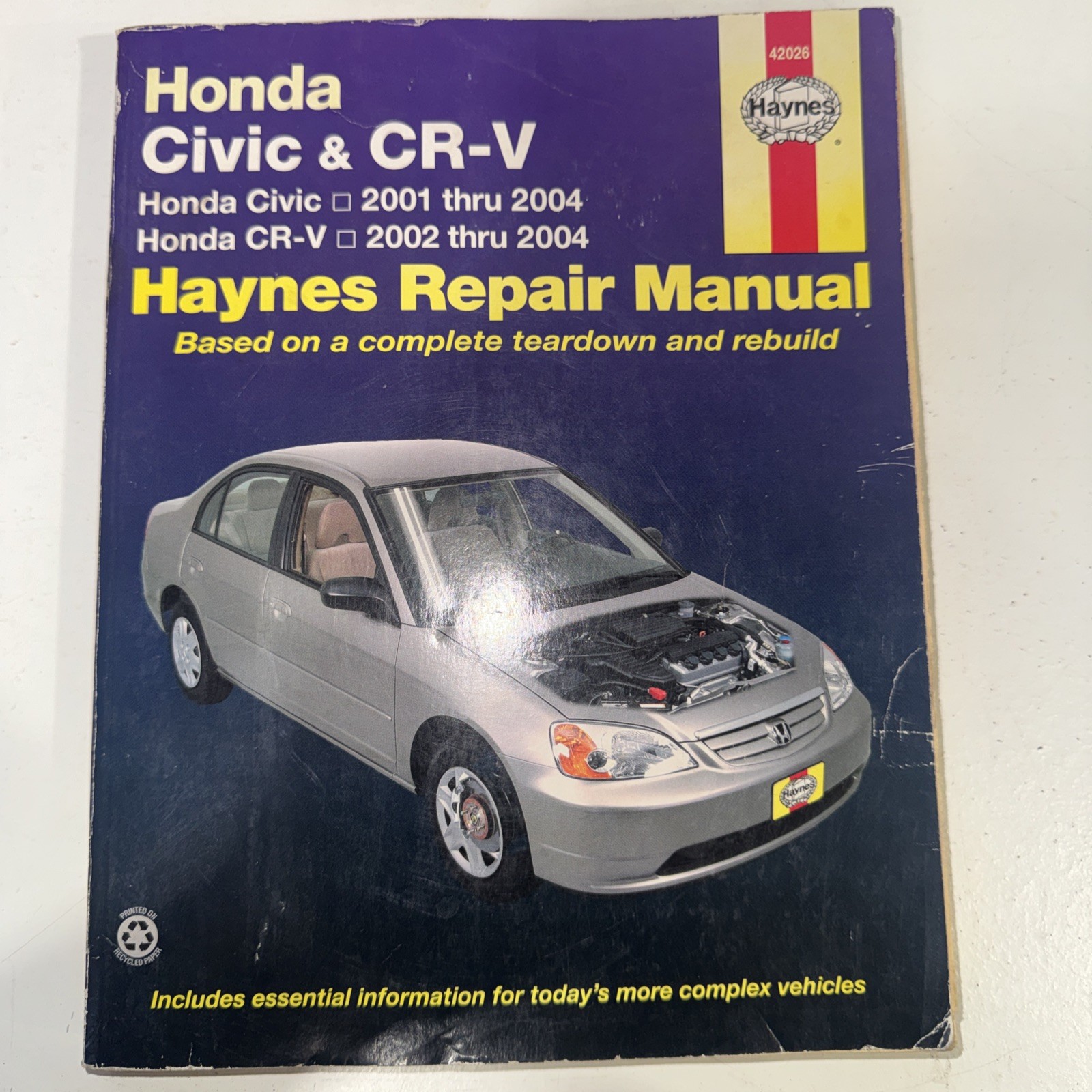 Haynes Repair Manual Honda Civic 2001-2004 CR-V 2001-2004 Good Condition