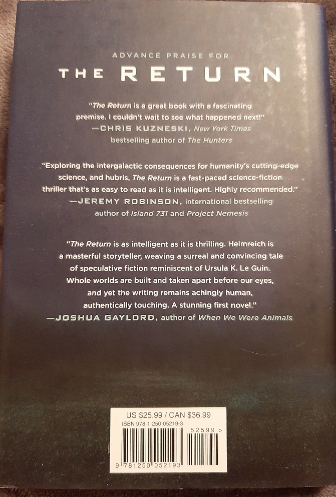 The Return~Joseph Helmreich~248 pages~2017~Hardcover~Dust Jacket~Like New