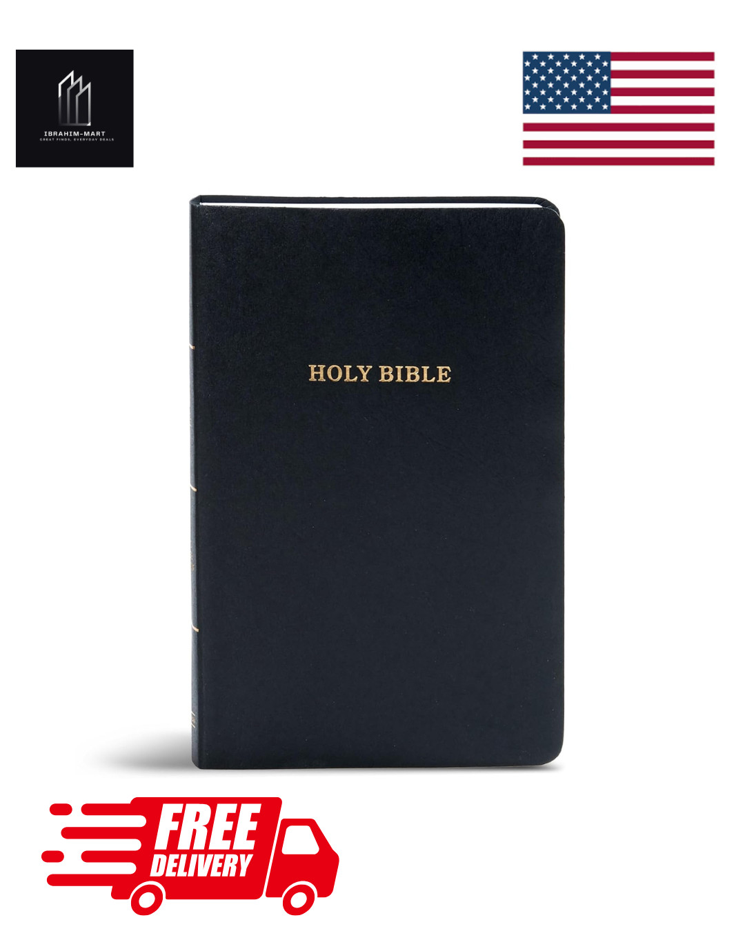KJV Bible Black Imitation Leather, KJV Holy Bible, Red Letter Easy-To-Read Bible