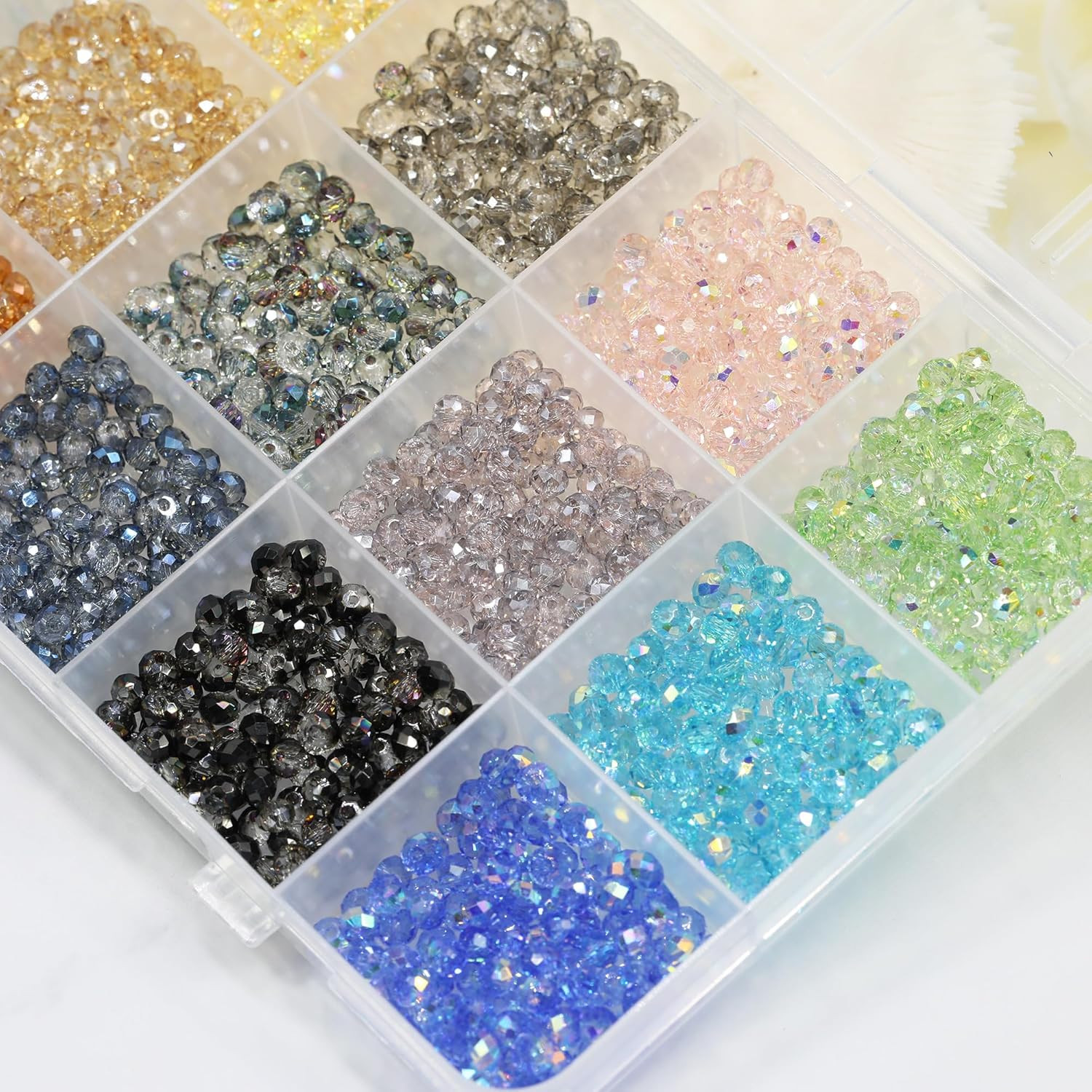 4Mm Crystal Rainbow Colors Glass Briolette Faceted Rondelle Beads for Making Jew