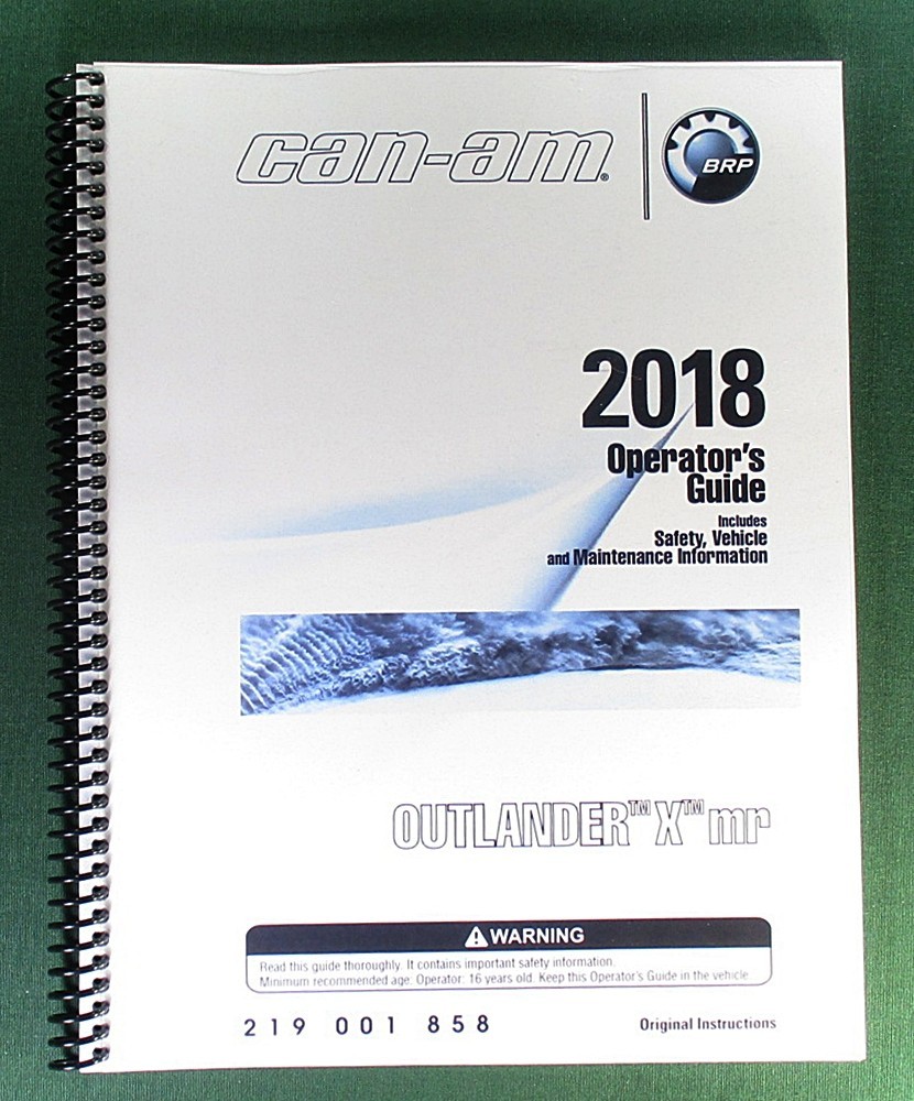 2018 Can-Am Outlander 570 X MR Owner’s Manual: 204 Pages & Protective Covers!