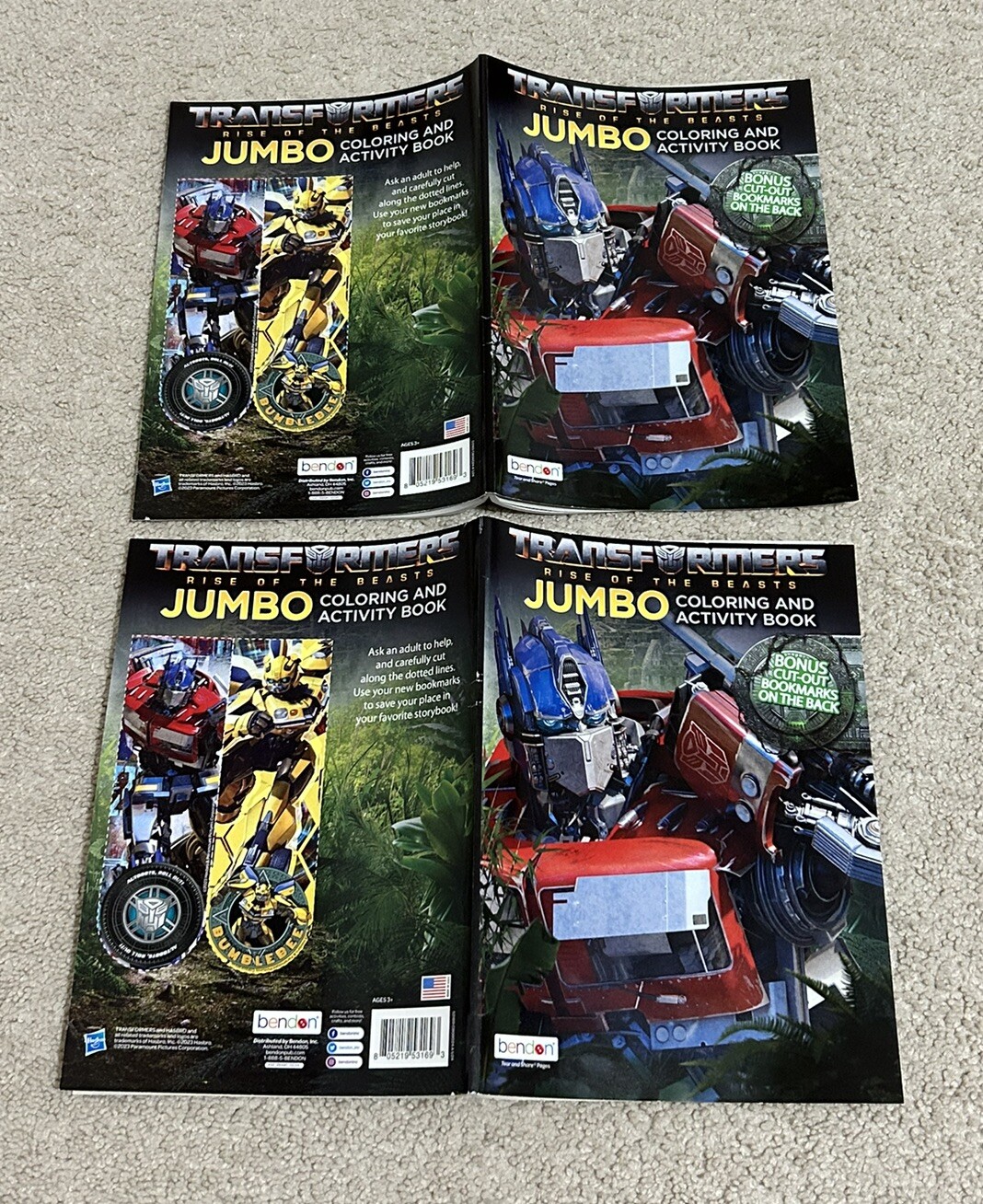 Transformers Rise Of The Beasts Jumbo Coloring&Activity Book 2 Pcs(Made In USA)