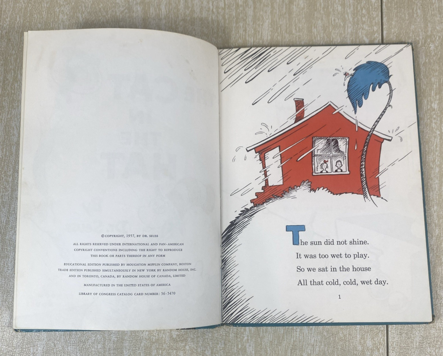 The Cat in The Hat by Dr. Seuss First Edition Printing 1957 Hardcover