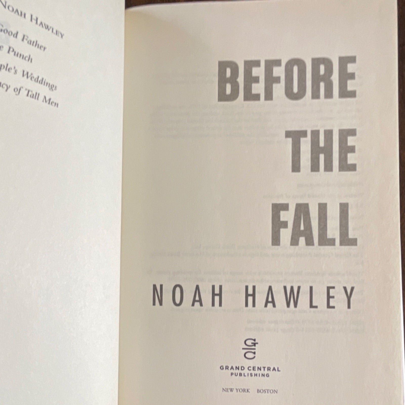 Before the Fall by Noah Hawley, Hardcover VERY GOOD