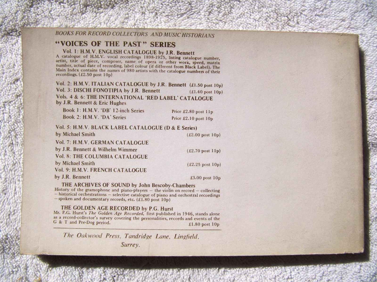 FIRST The JOHN MCCORMACK DISCOGRAPHY Leonard F. MacDermott Roe Victor Odeon 1972