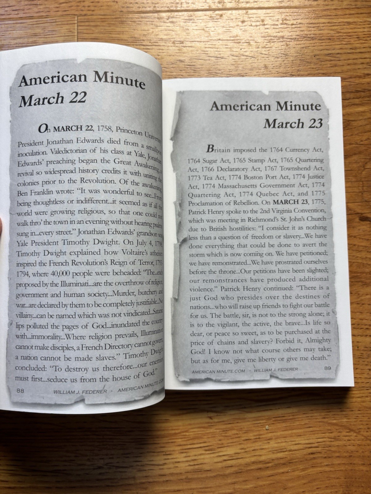 American Minute : Notable Events of American Significance Remembered on the Date