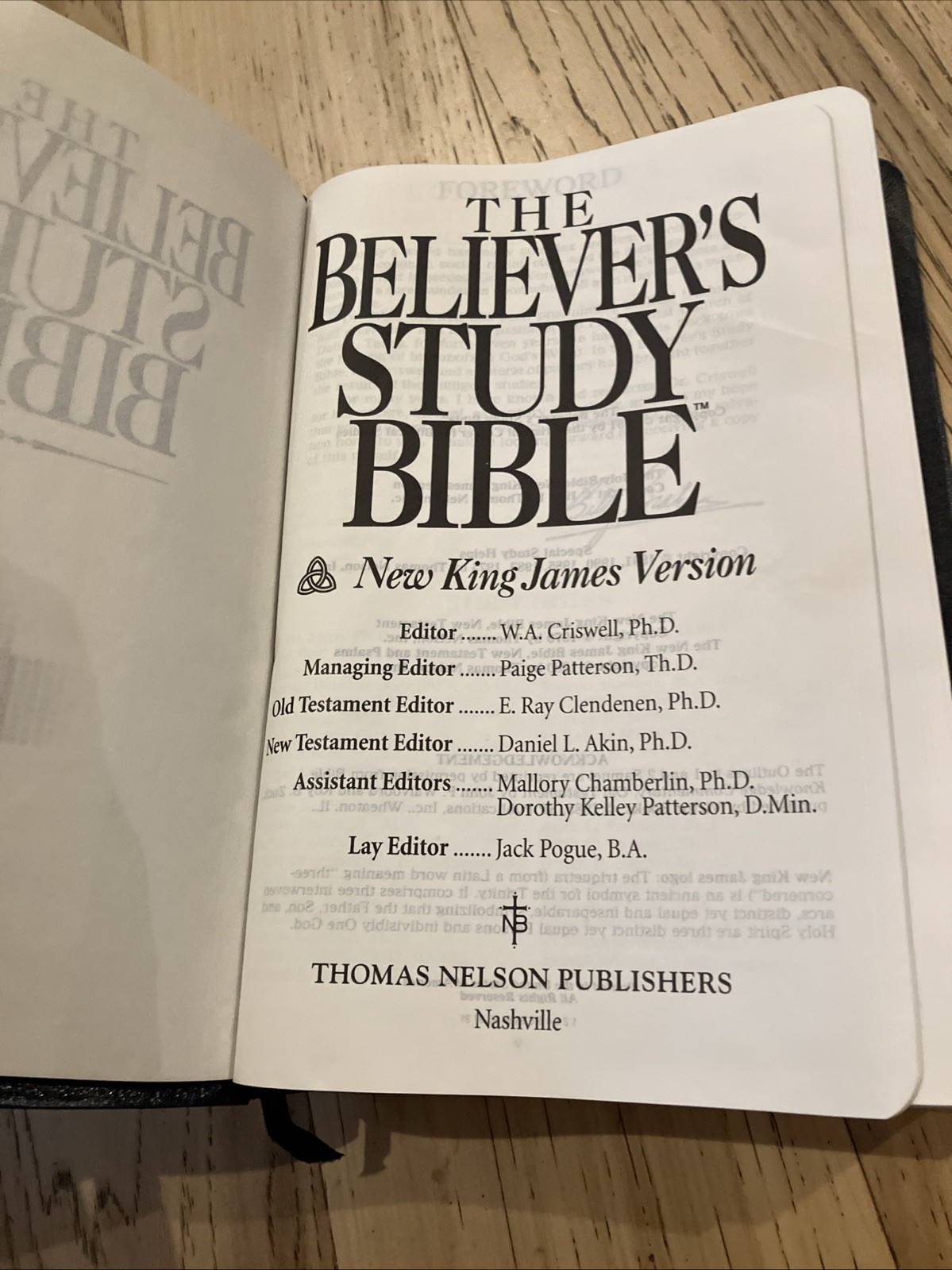 Nelson BELIEVER’S STUDY BIBLE Criswell NKJV Blue Bonded Leather 605B Unmarked