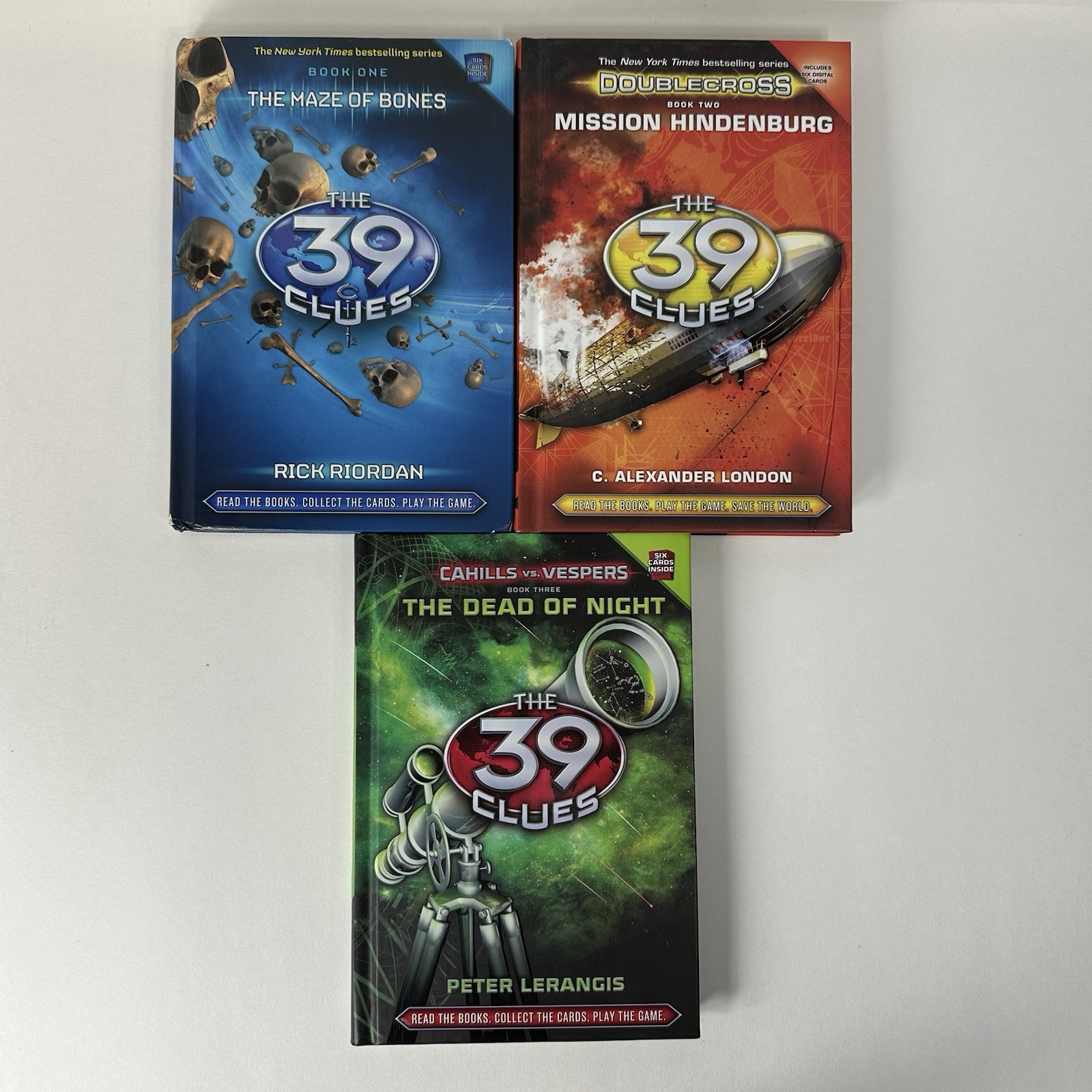 The 39 Clues Books, Lot of 3, Maze of Bones, Mission Hindenburg, Hardcover, Good