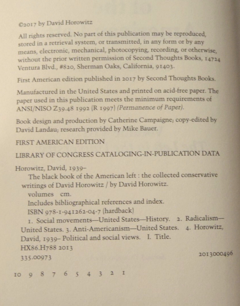 Black Book American Left #8: In University by David Horowitz – SIGNED Hardcover