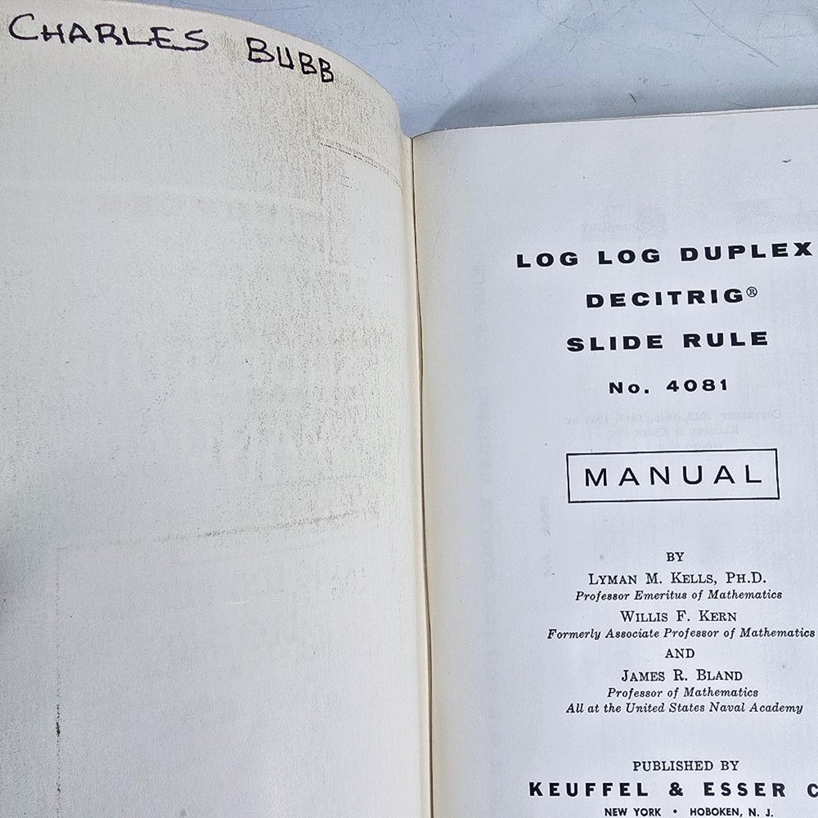 Log Log Duplex Decitrig Slide Rule Manual No. 4081 Keuffel & Esser 1955 Vtg MCM