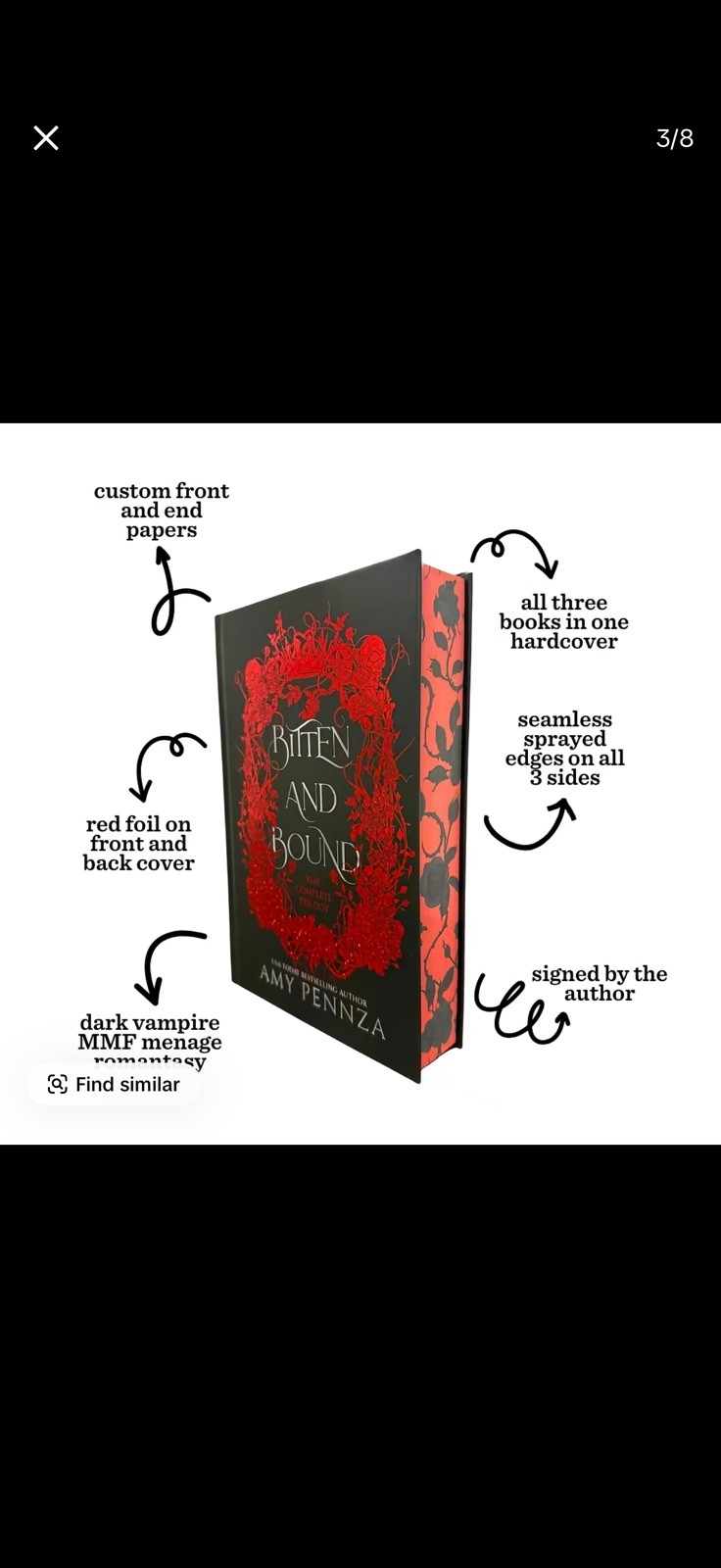 Bitten and Bound Complete Trilogy – SIGNED – Spicy Vampire MMF Dark Romance PB