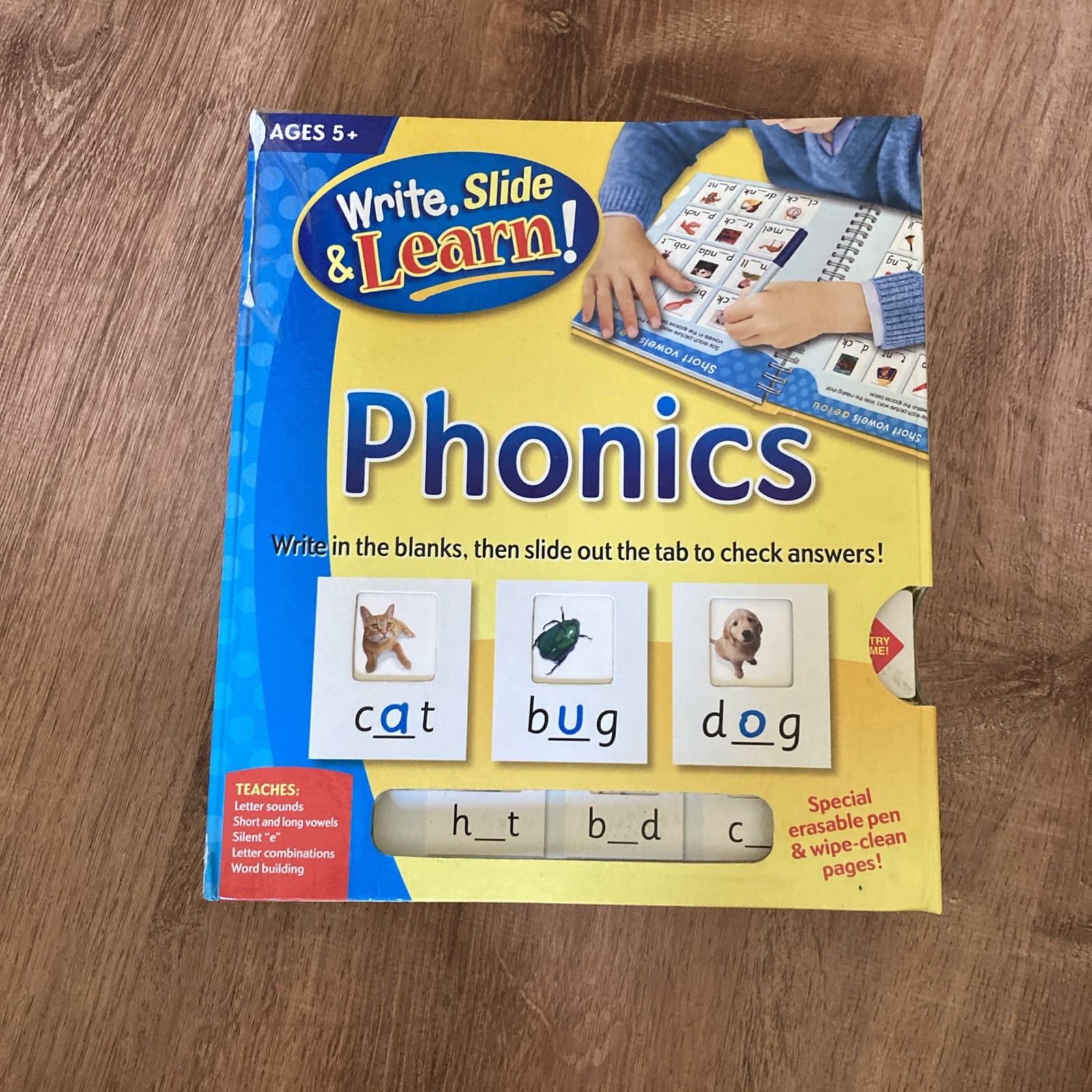 Phonics Learning Write Slide Learn Spiral-Bound Educational Activity Book
