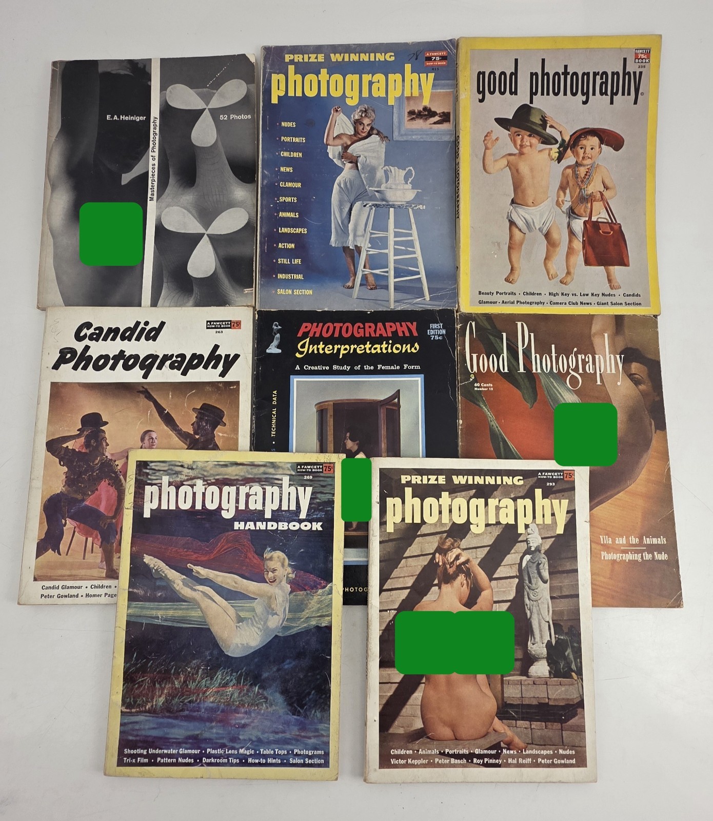 Lot of 8 Vintage 1950s Photography Magazines/Books – Fawcett How-To Series GC