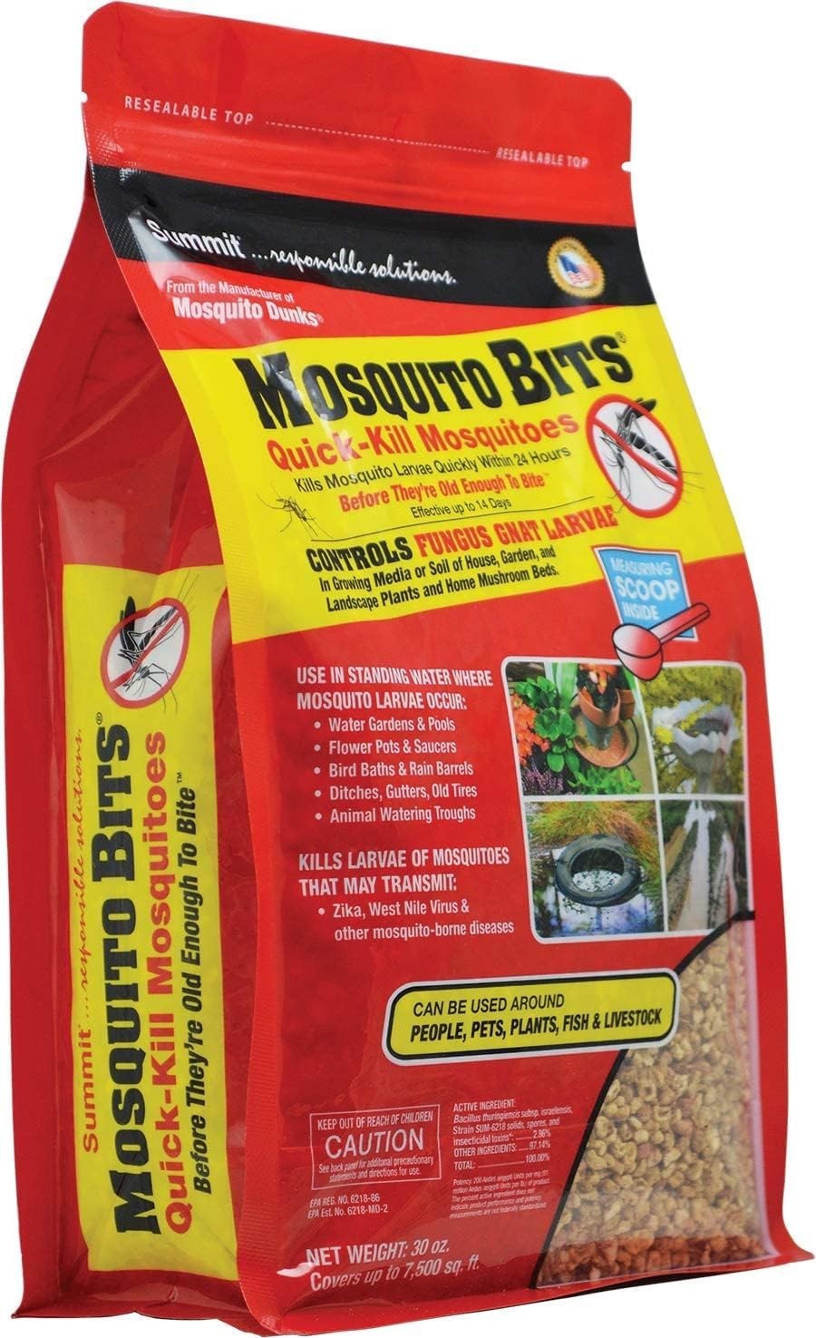 Summit 117-6 Mosquito Bits 30oz – Gránulos Mata Larvas de Mosquito Rápido