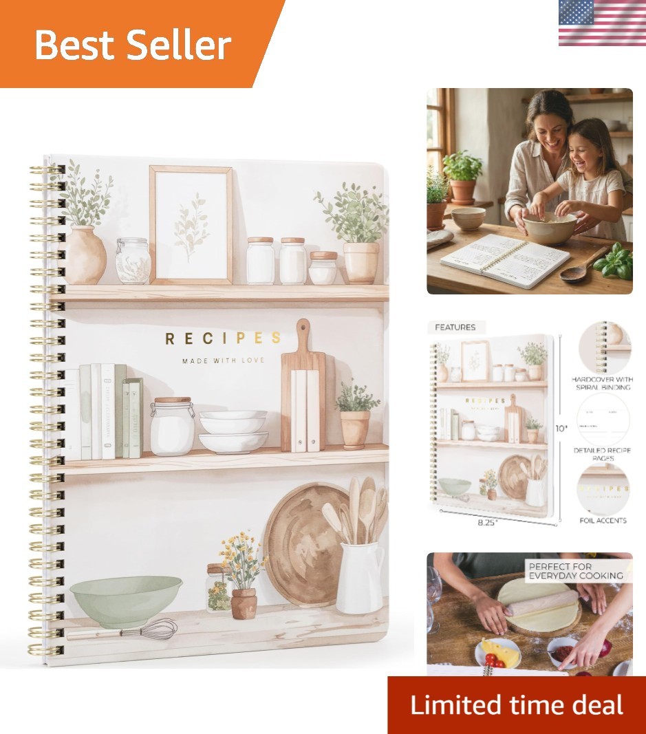 Beige Recipe Organizer – 106 Pages for Cherished Meals & Generational Flavors