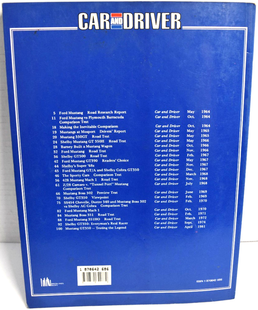 Car And Driver On Mustang 1964-1972 Brooklands Books Softbound *GOOD*
