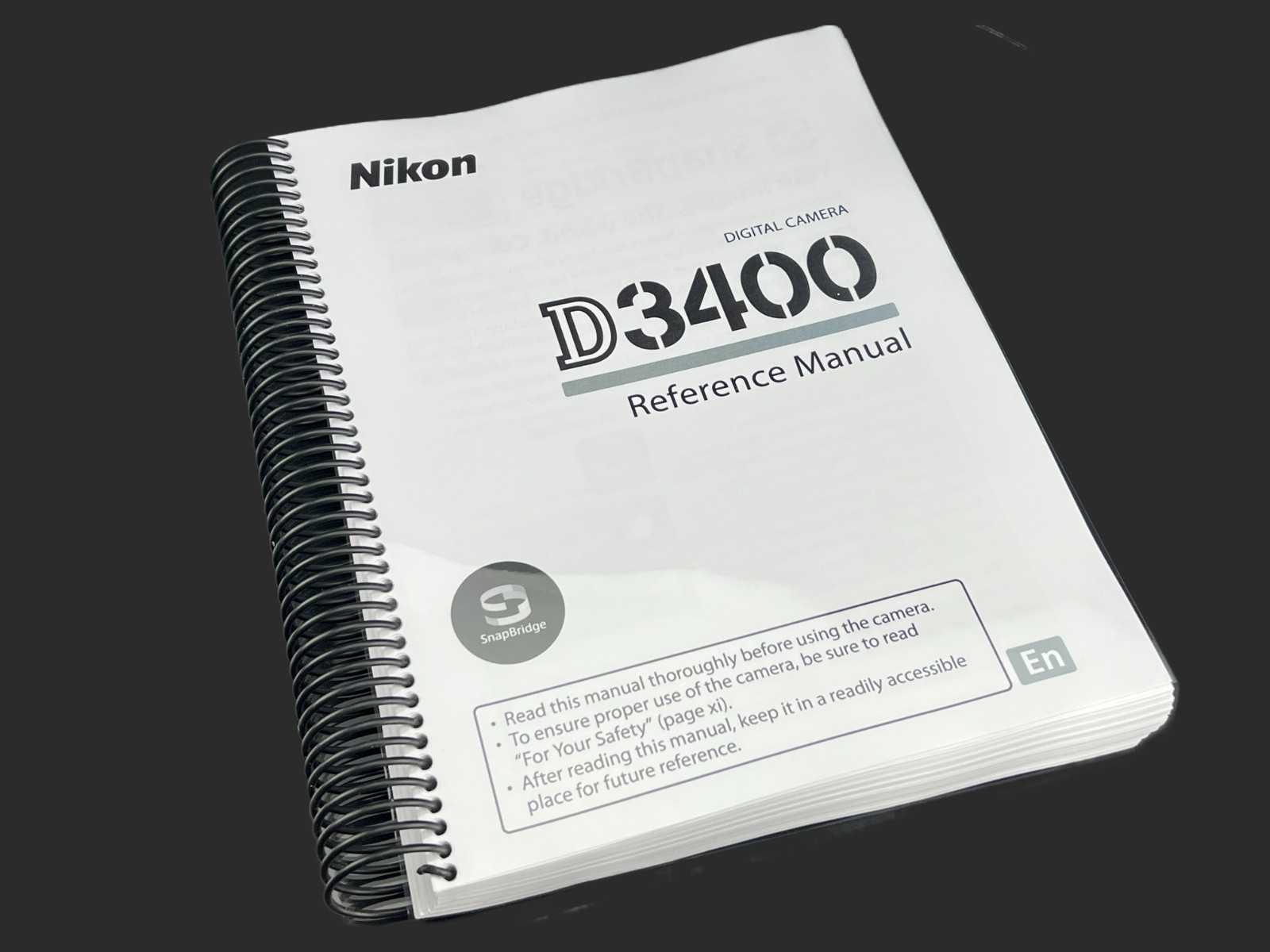 Nikon D3400 COMPLETE Instruction Reference Guide COIL BOUND 356 PAGES!!!