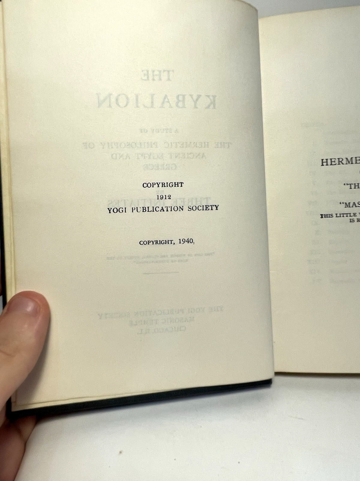Kybalion A Study of the Hermetic Philosophy of Ancient Egypt & Greece Occult ‘40