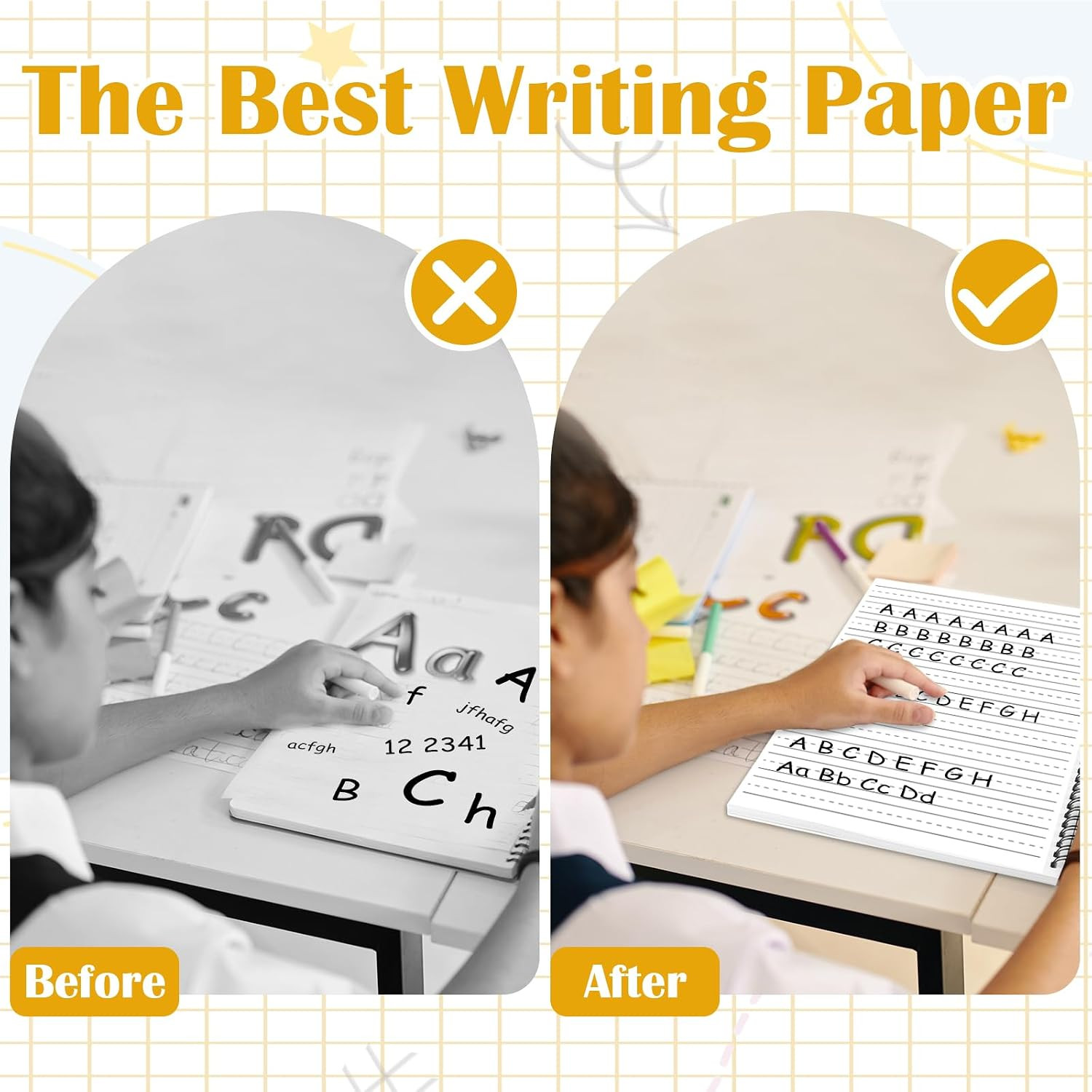 Raised Ruled Handwriting Paper Spiral Bound 8.5X11 Inch Raised Lined Notebook Wr