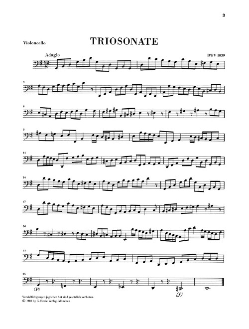 Trio Sonata for Two Flutes and Continuo in G Major, BWV 1039 with reconstructed