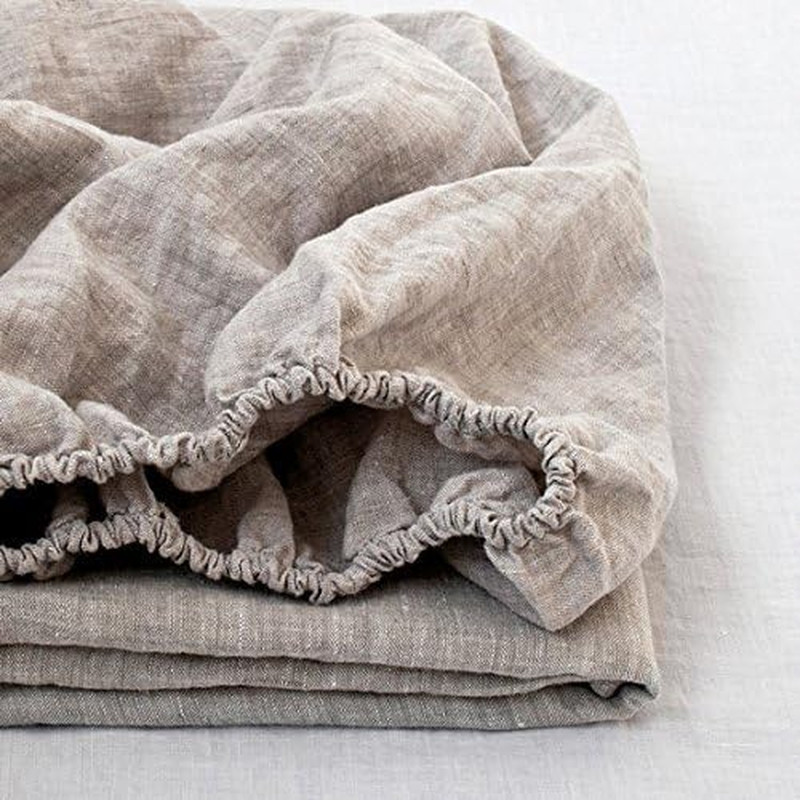 100% Linen Fitted Sheet King, 14 Inch Deep Pocket Mattress